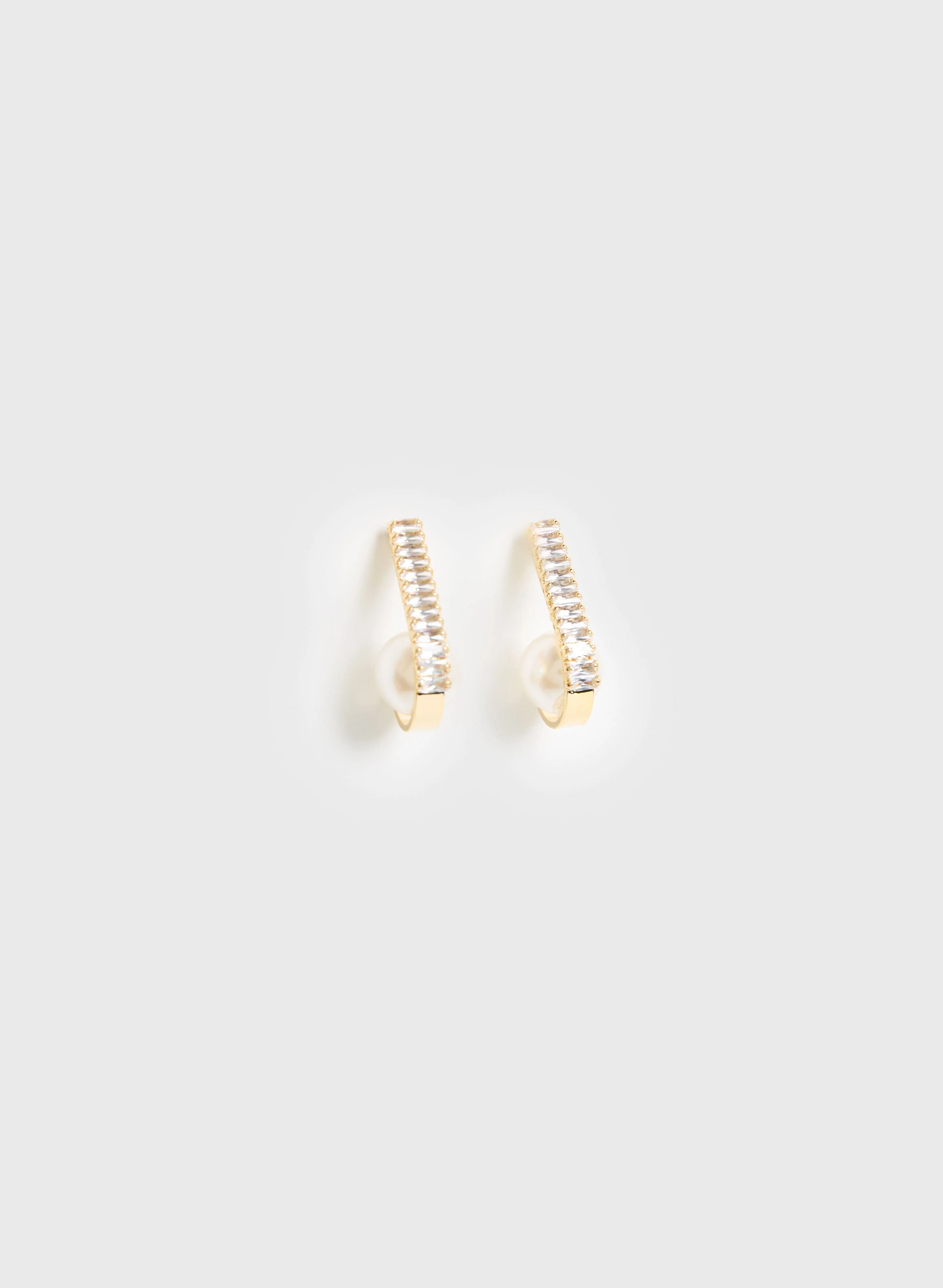 Crystal Baguette & Pearl Earrings