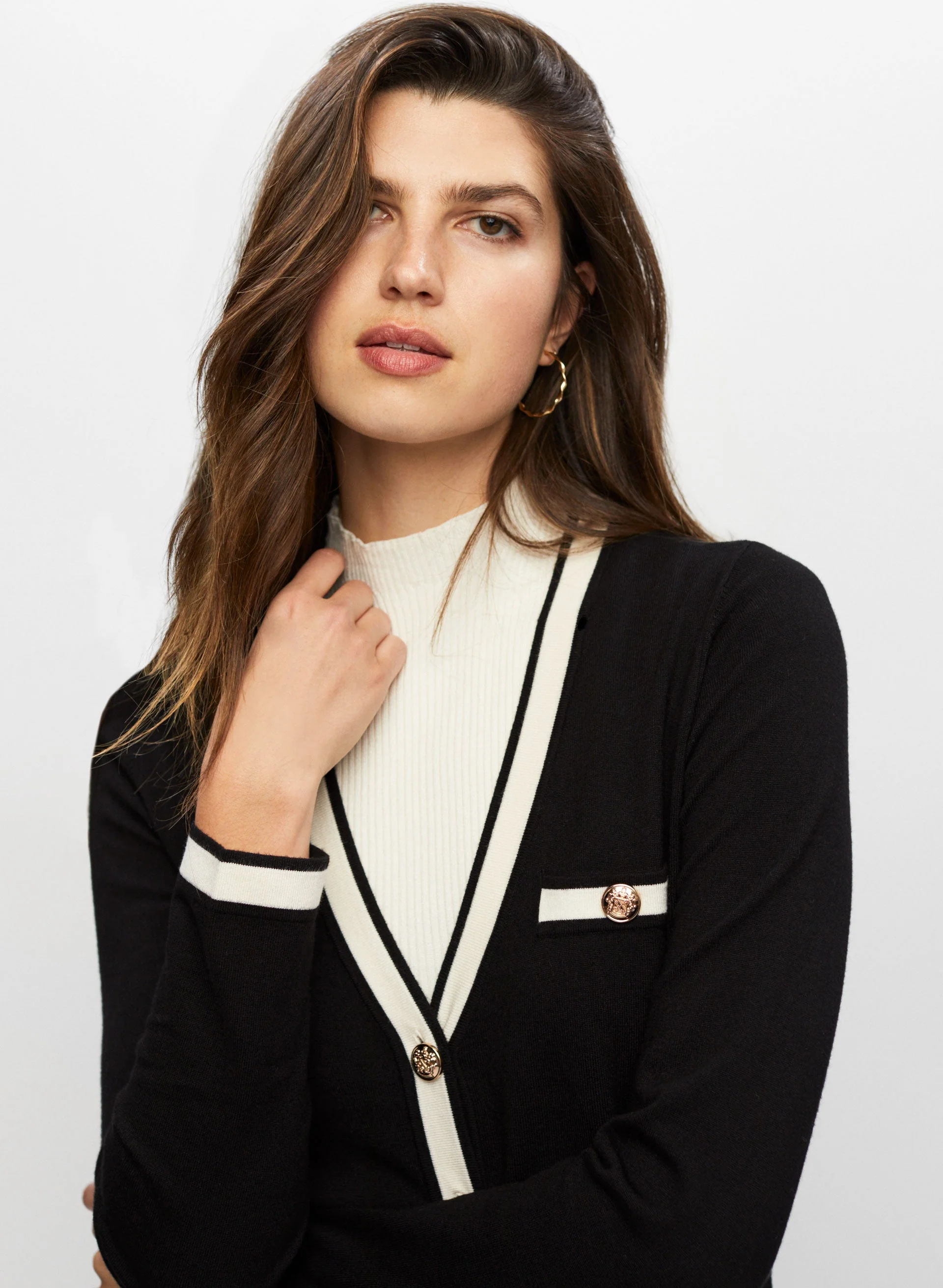 Contrast Border Knit Cardigan