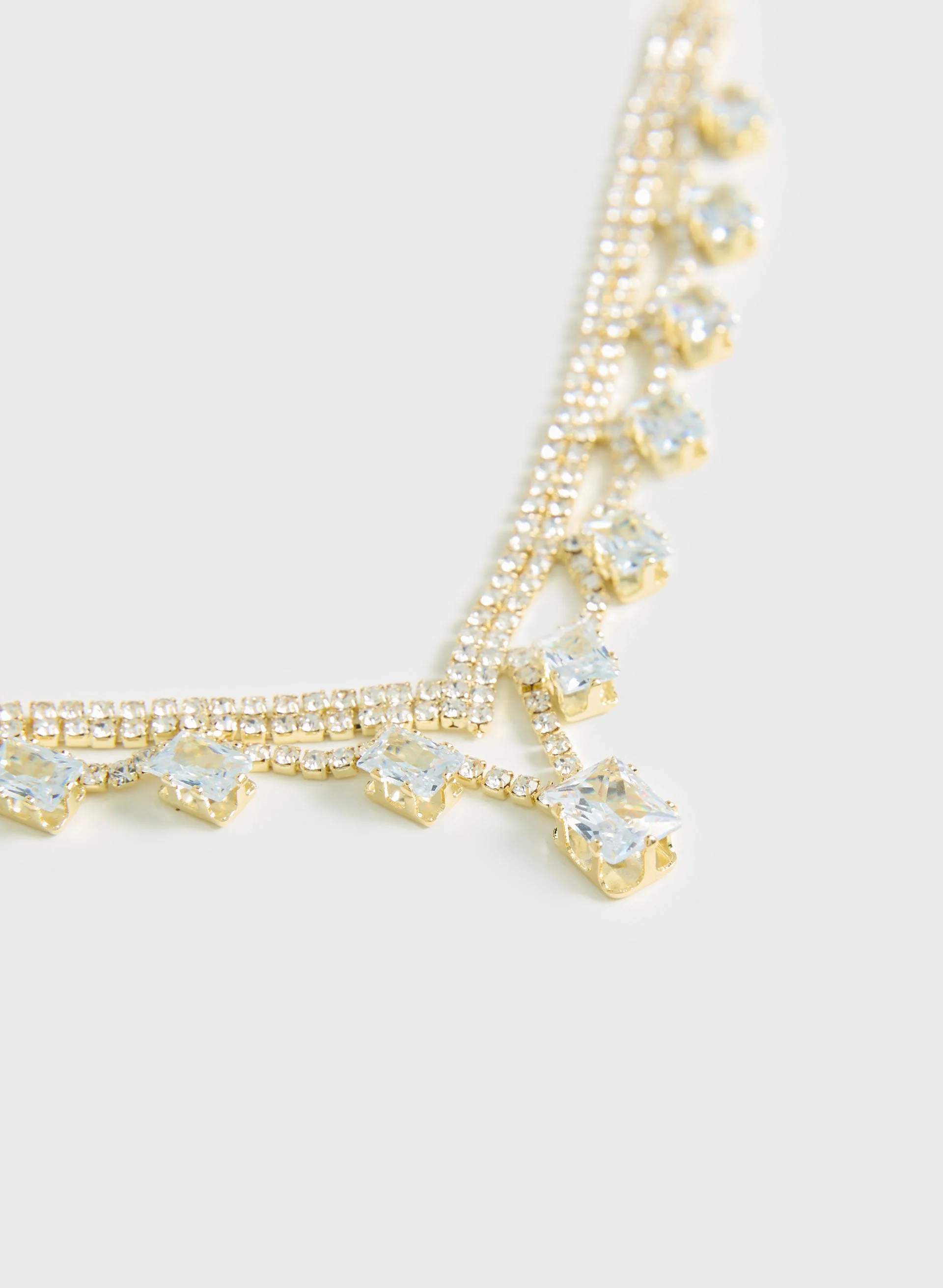Two Row Crystal & Stone Necklace