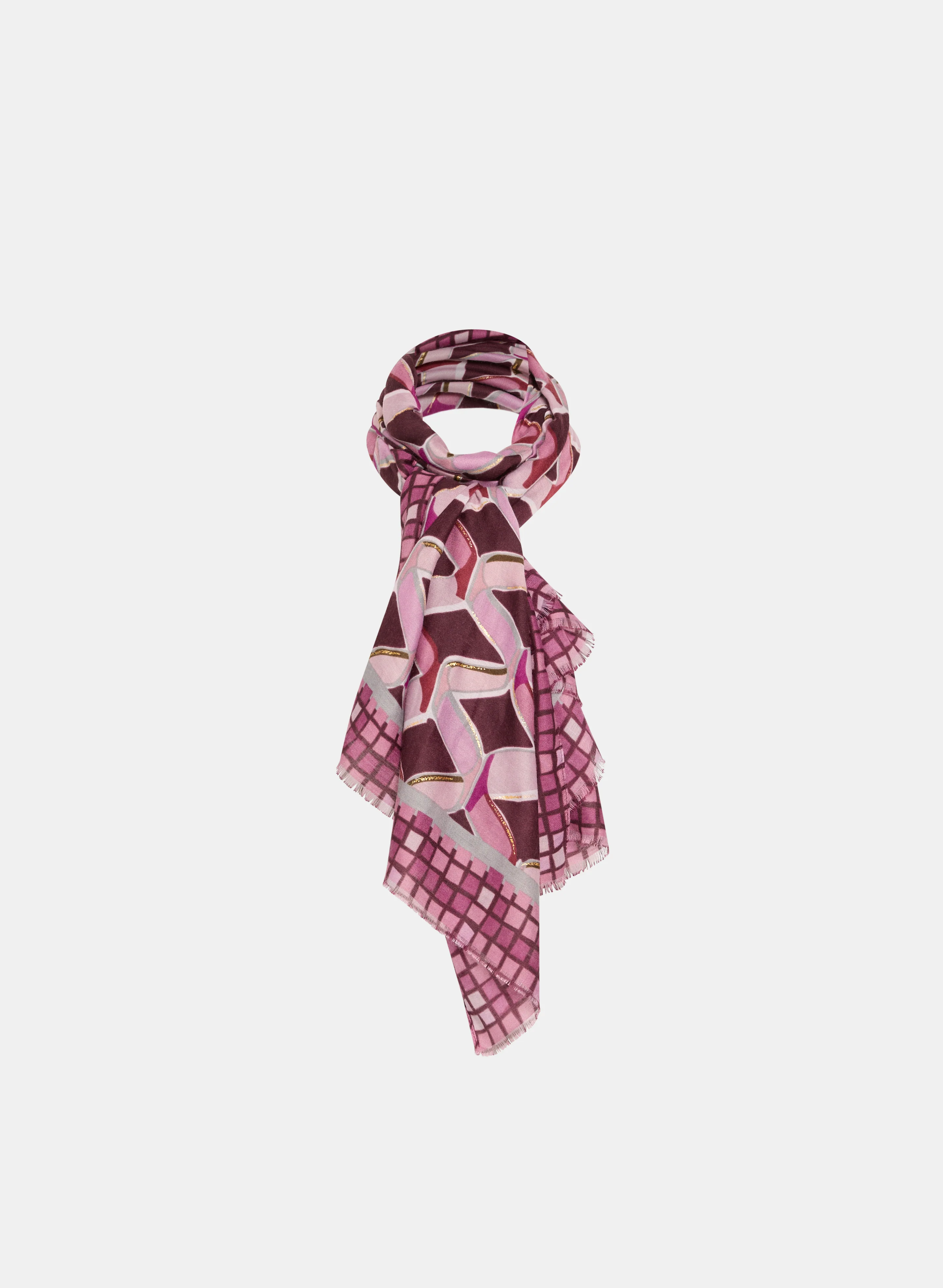Abstract Print Metallic Detail Scarf