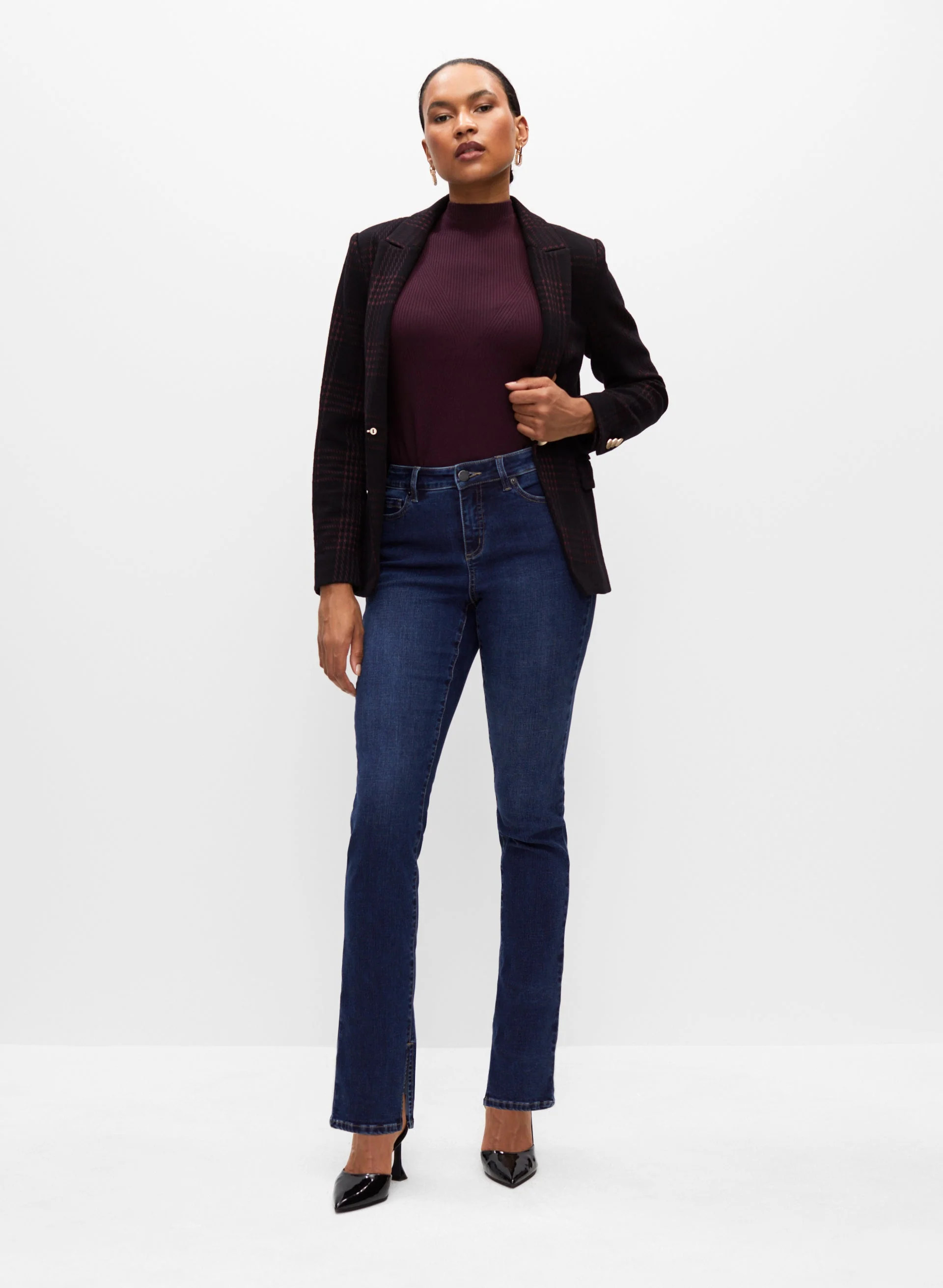 Slit Hem Straight Leg Jeans