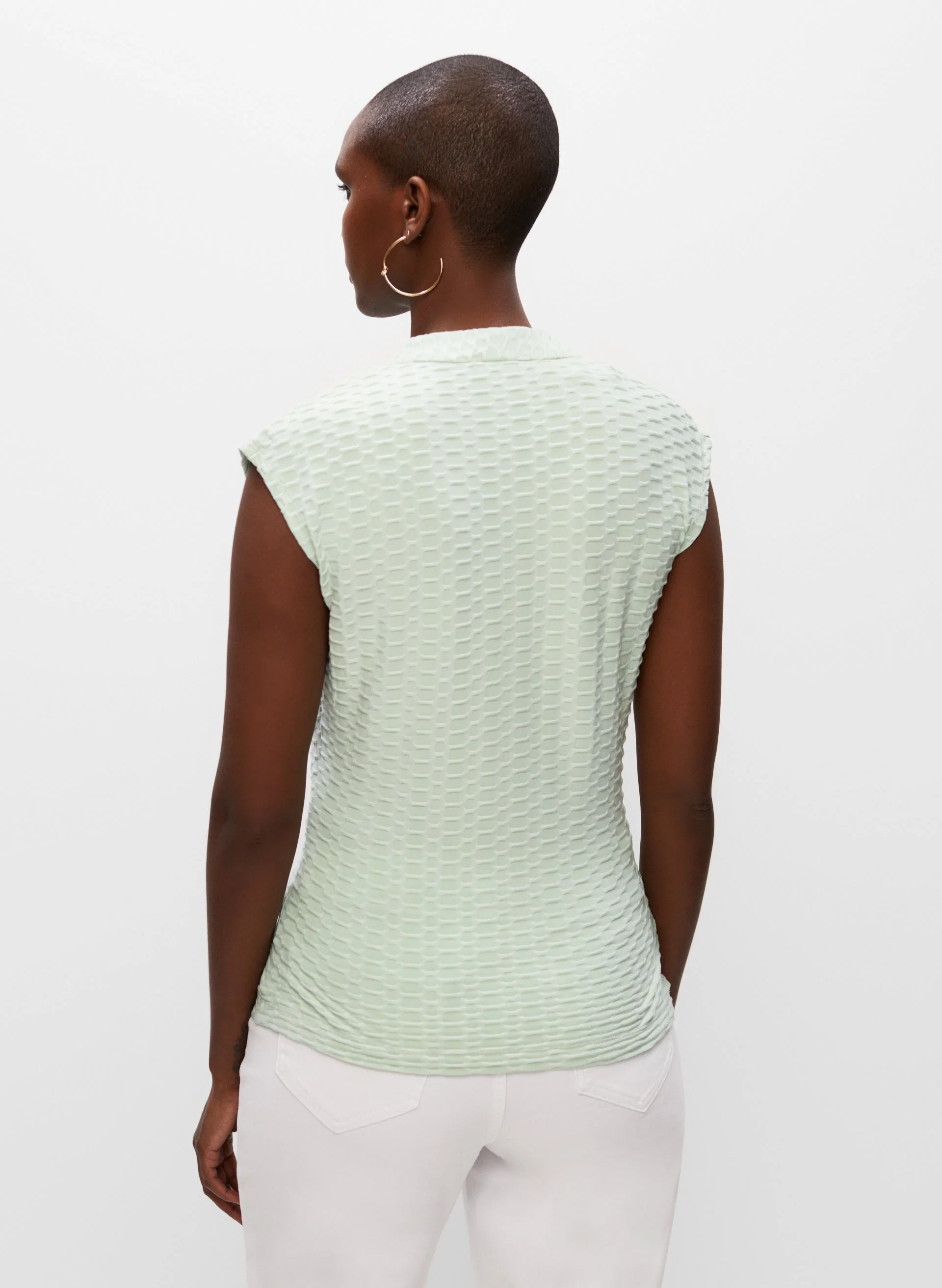 Ring Detail Jacquard Knit Top