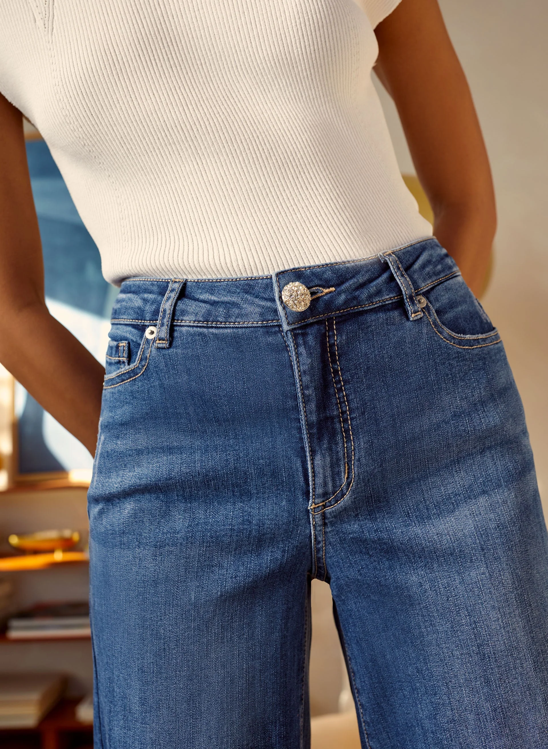 Frayed Hem Culotte Jeans