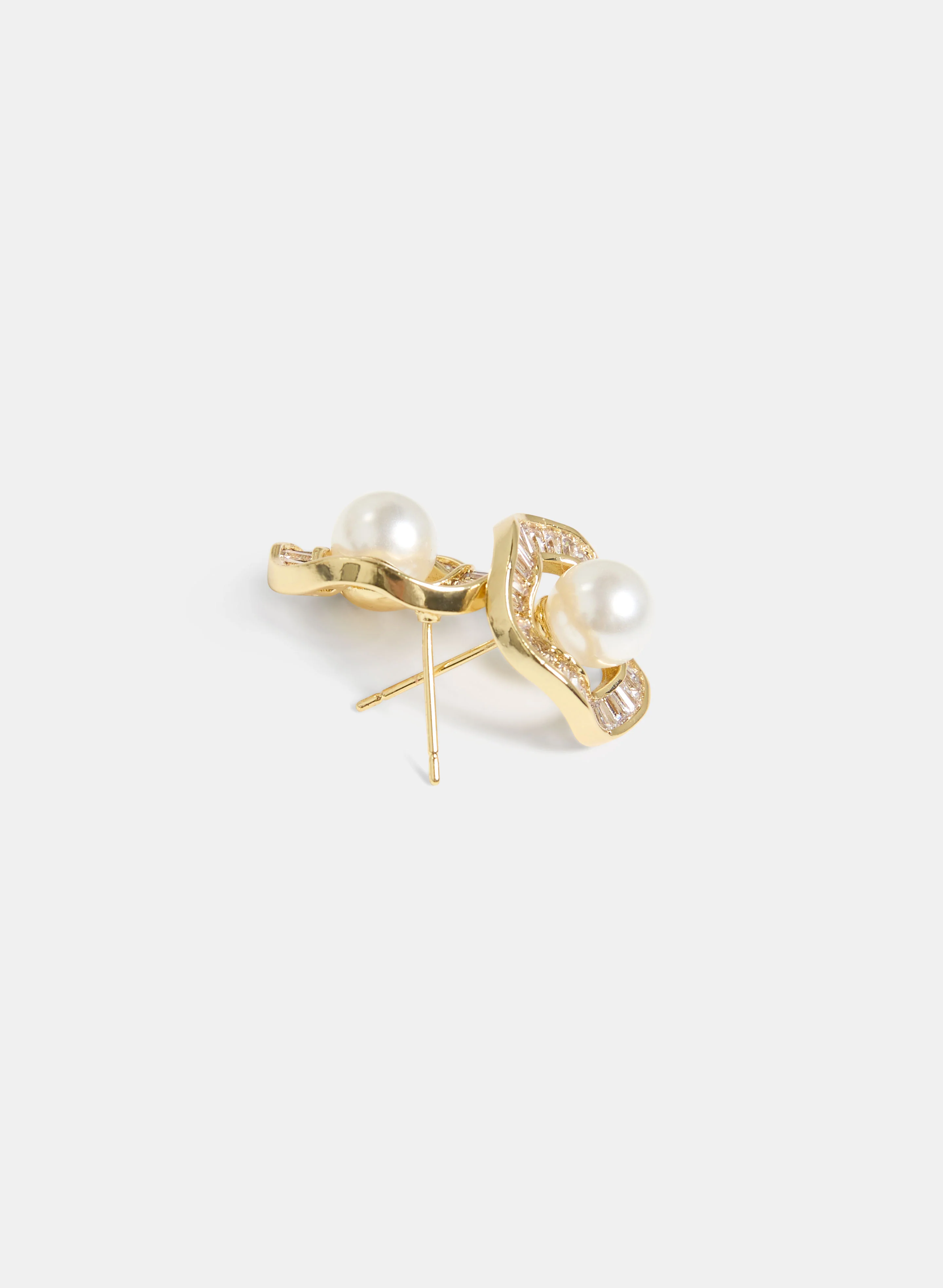Cubic Zirconia Pearl Inset Earrings