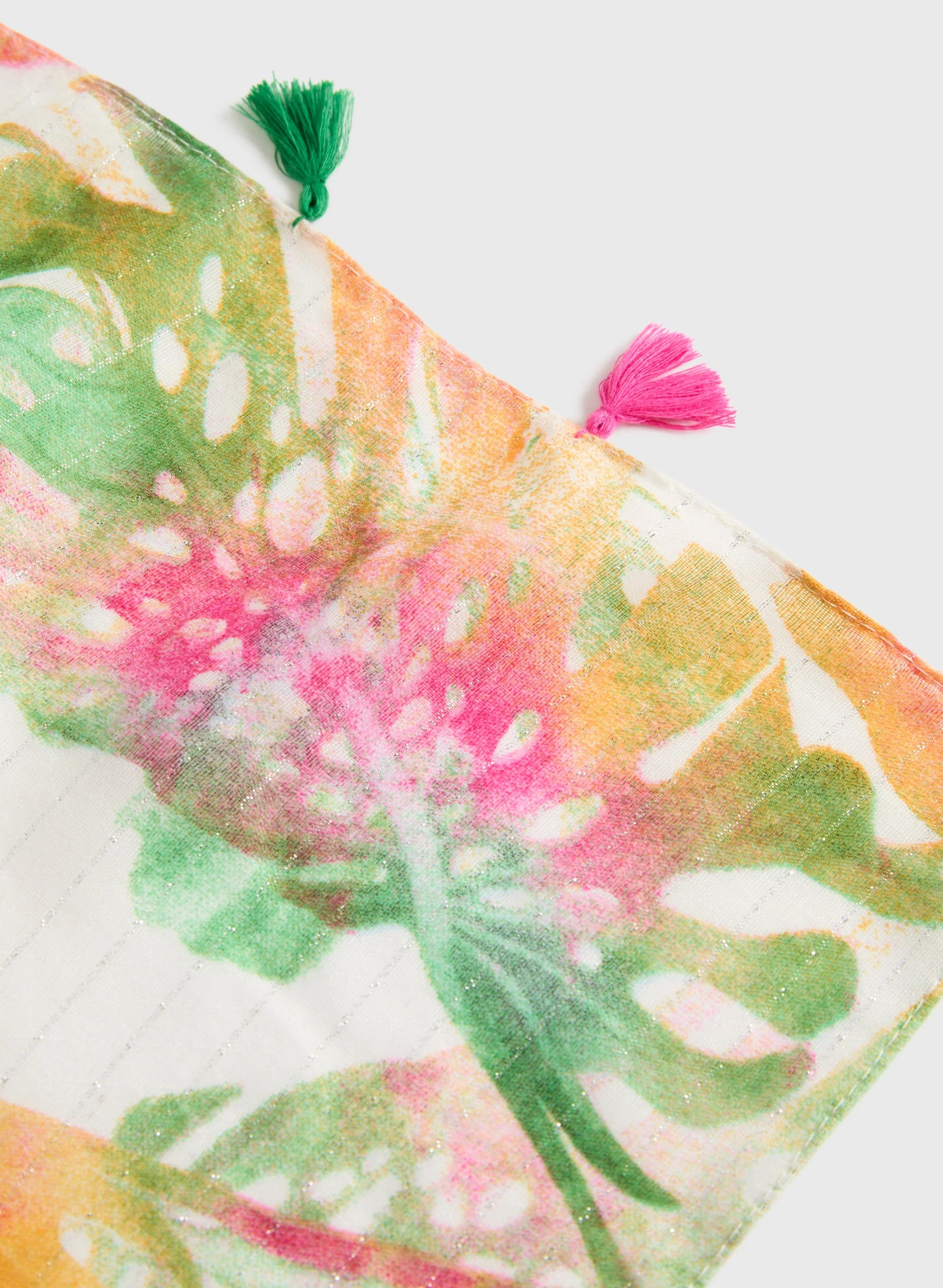 Tropical Tassel Trim Scarf
