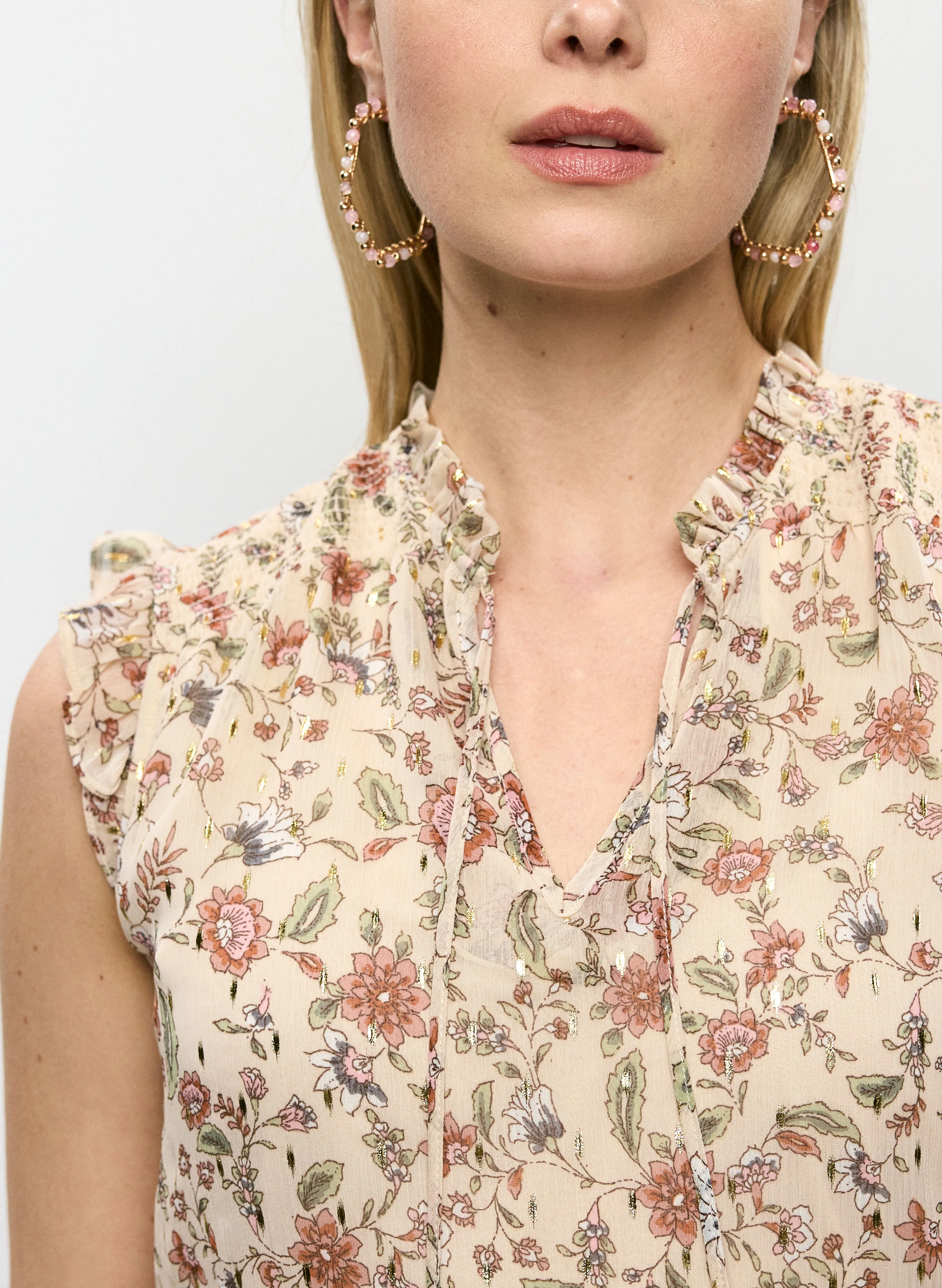 Frilled Mixed Floral Blouse