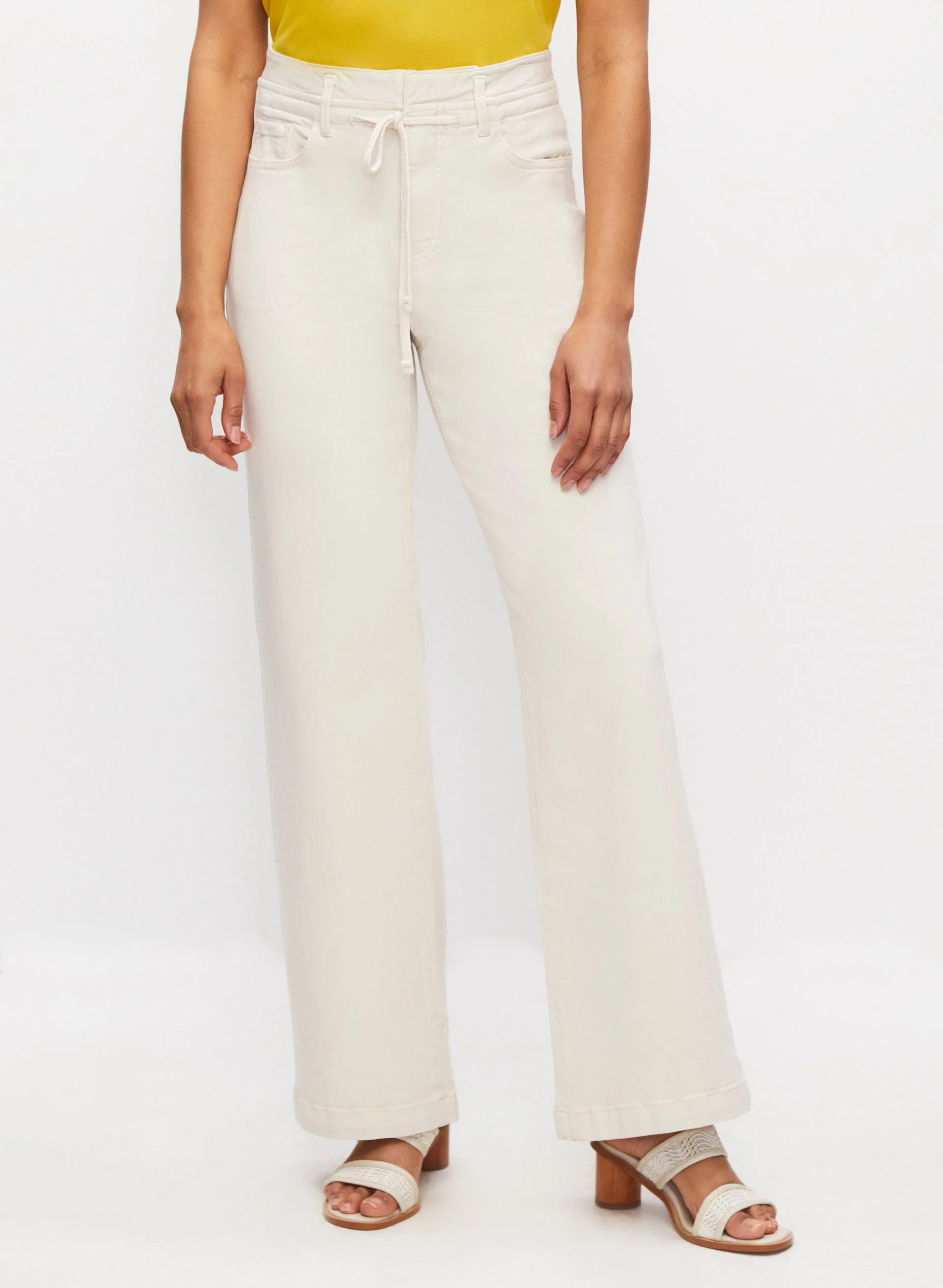 Drawstring Waist Wide Leg Jeans