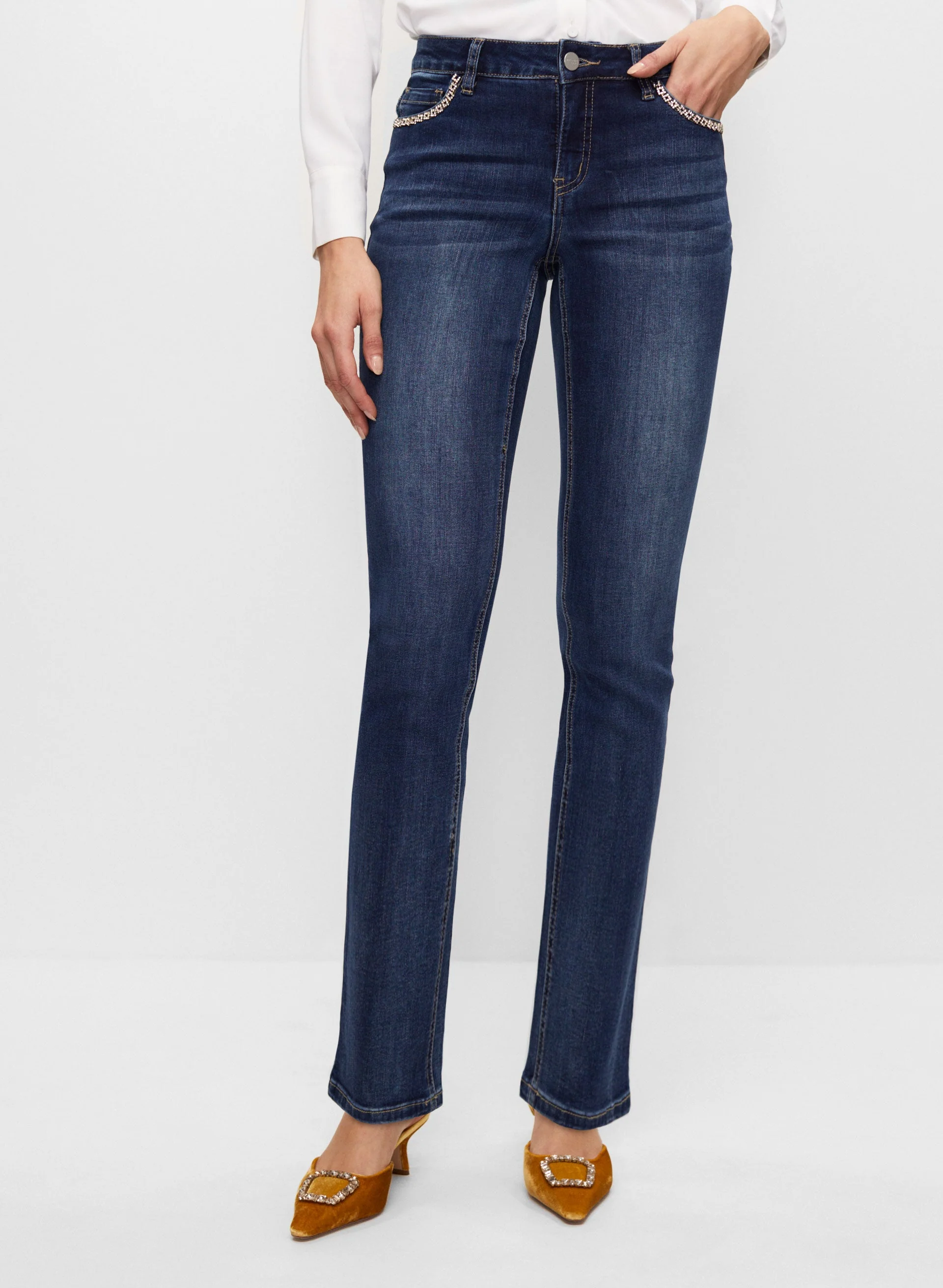 Crystal Detail Straight Leg Jeans