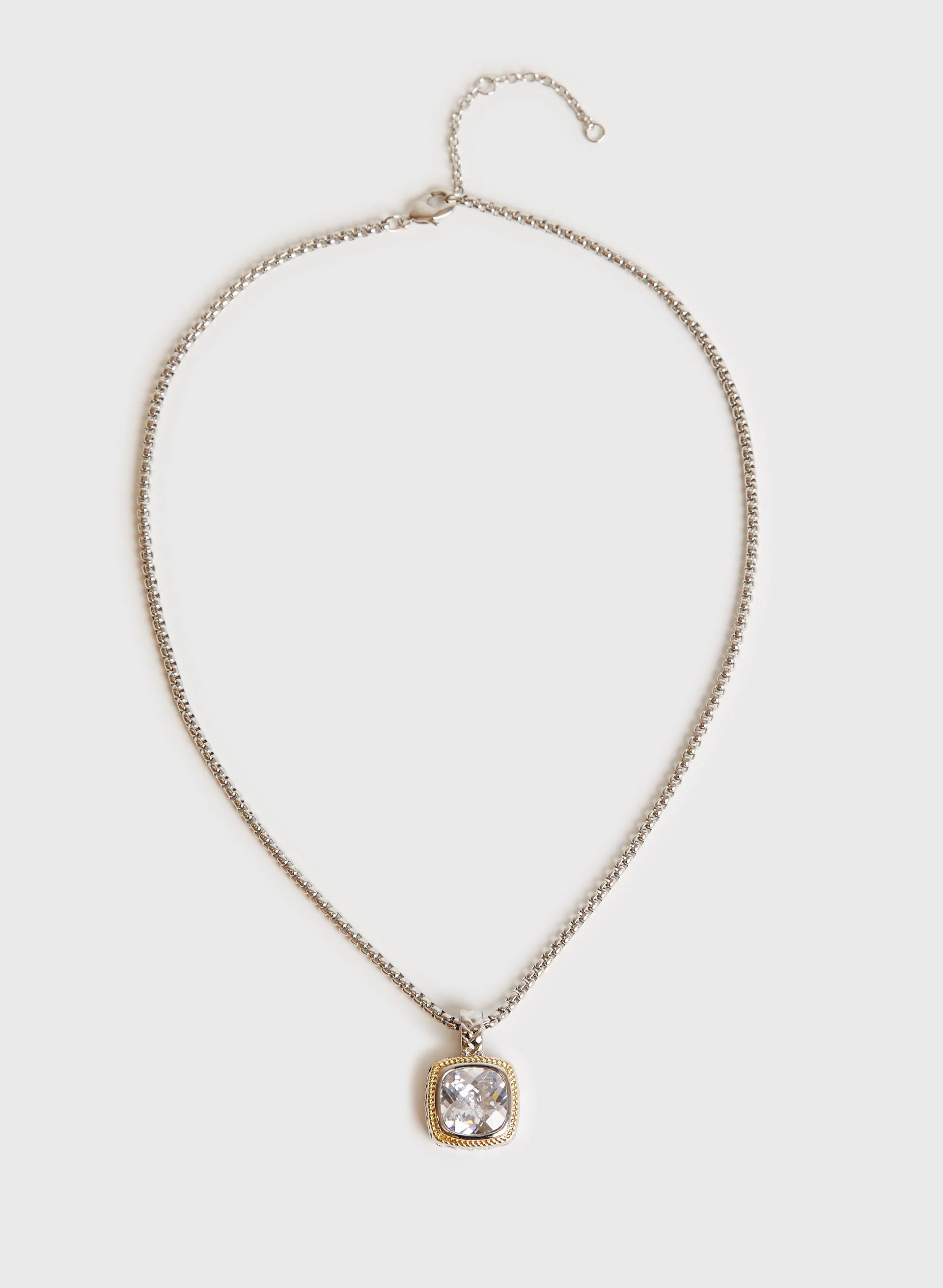 Square Faceted Stone Pendant Necklace