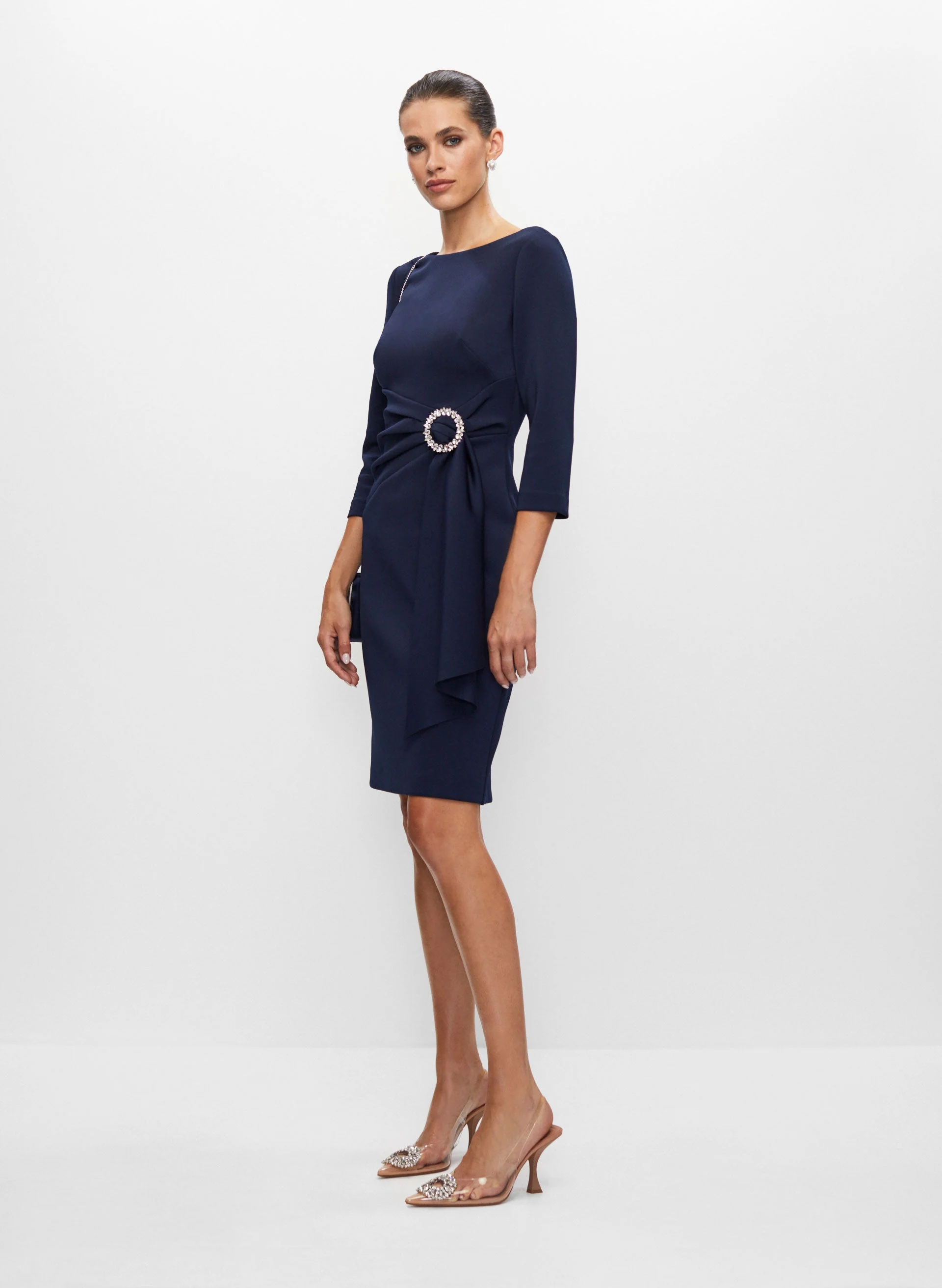 Rhinestone Detail Buckle Dress
