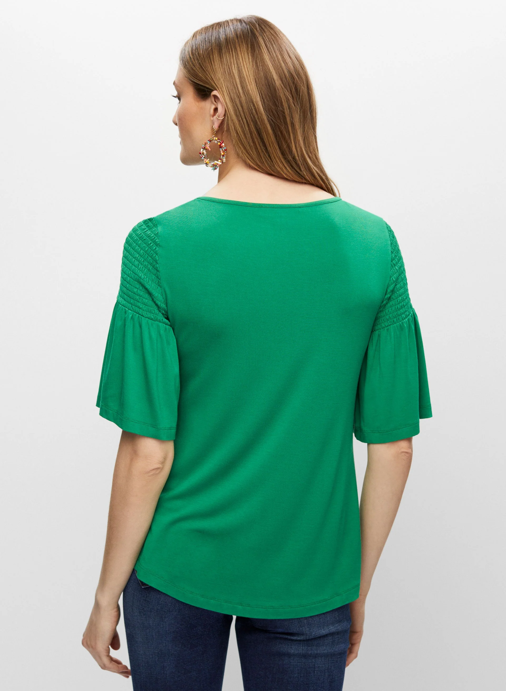 Smocked Flare Sleeve Top
