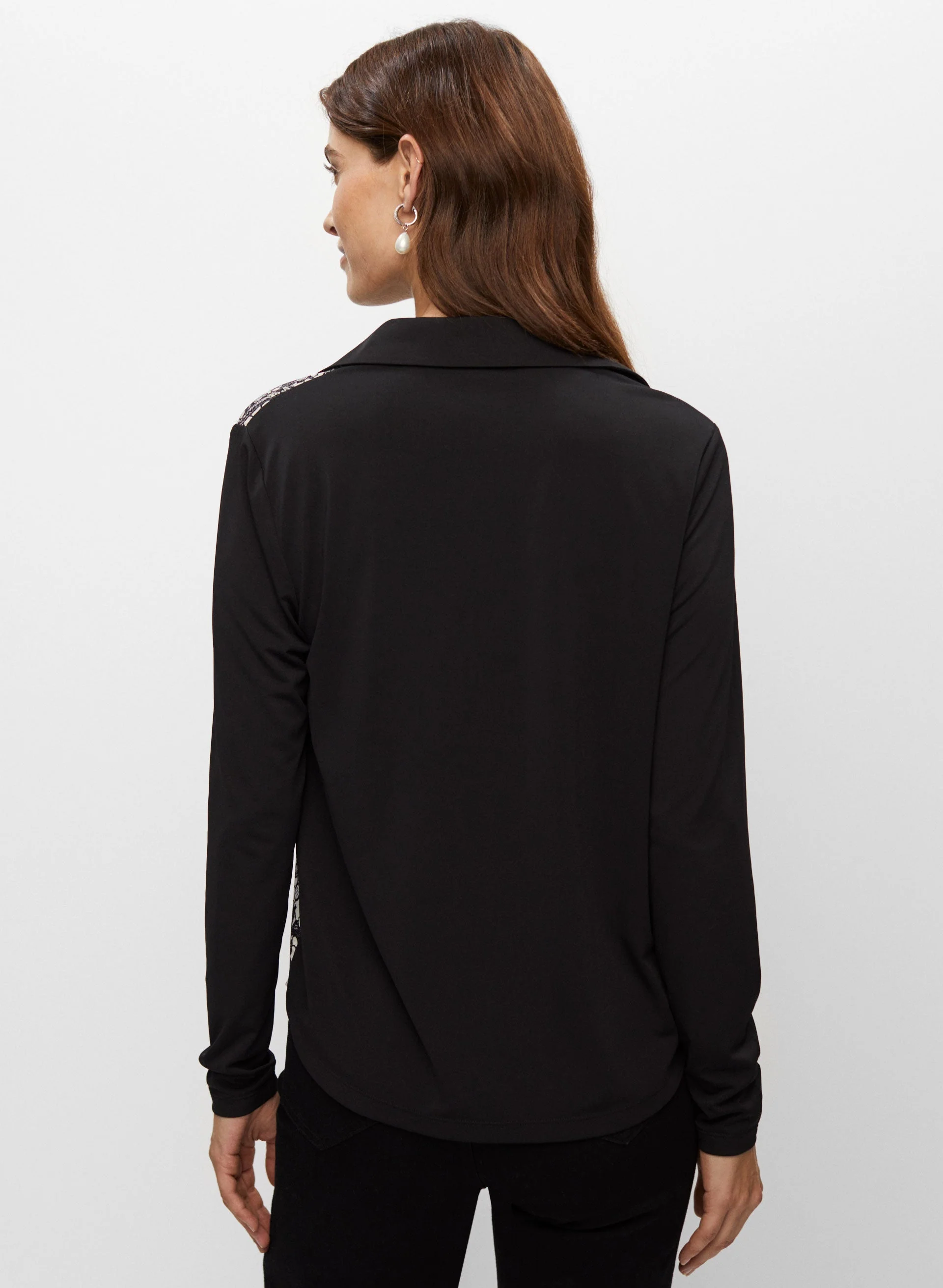 Long Sleeve Lace Print Top