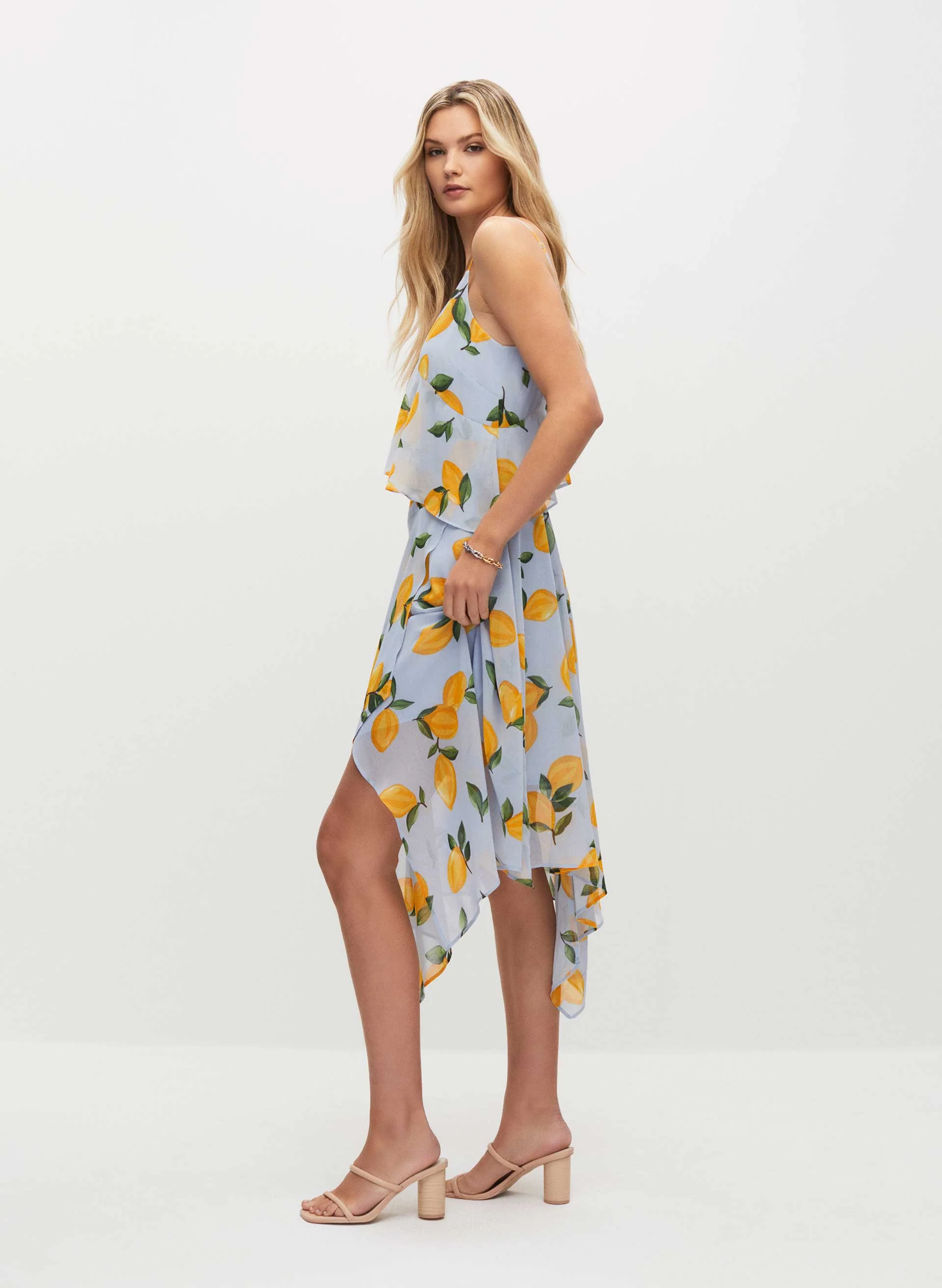 Lemon Print Chiffon Dress