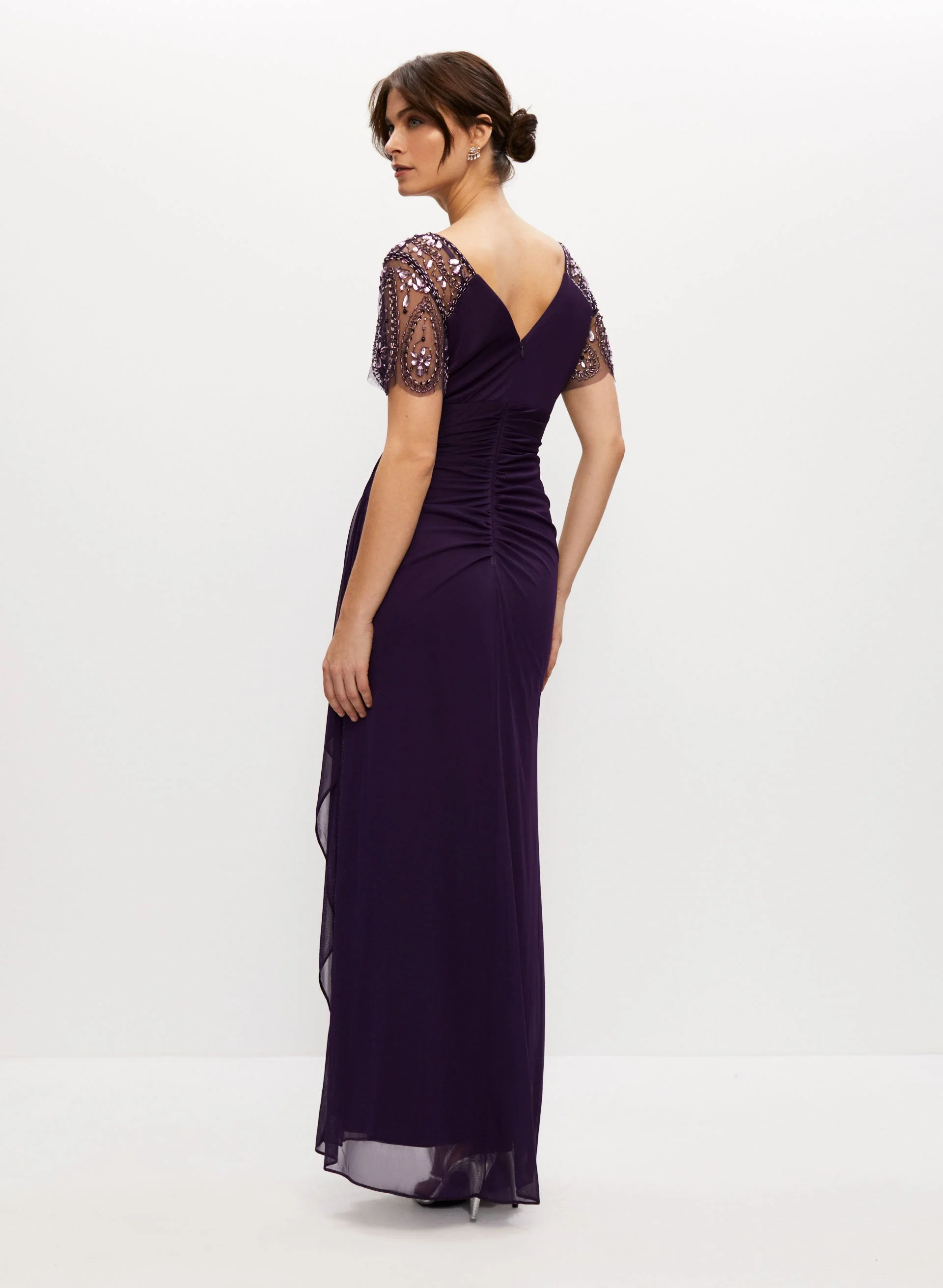 BA Nites - Beaded Sheer Sleeve Gown
