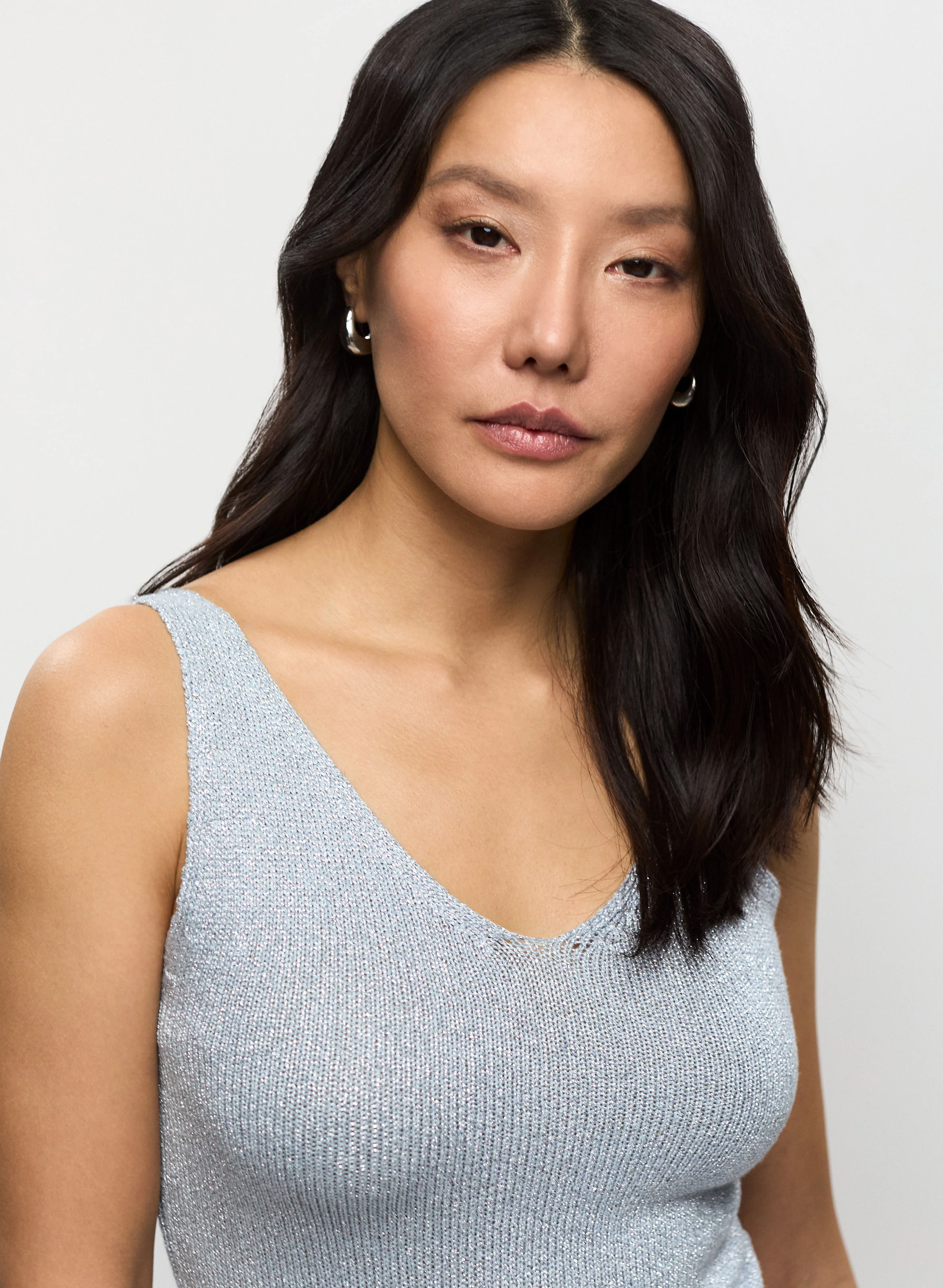 Lightweight Metallic Knit Tank Top