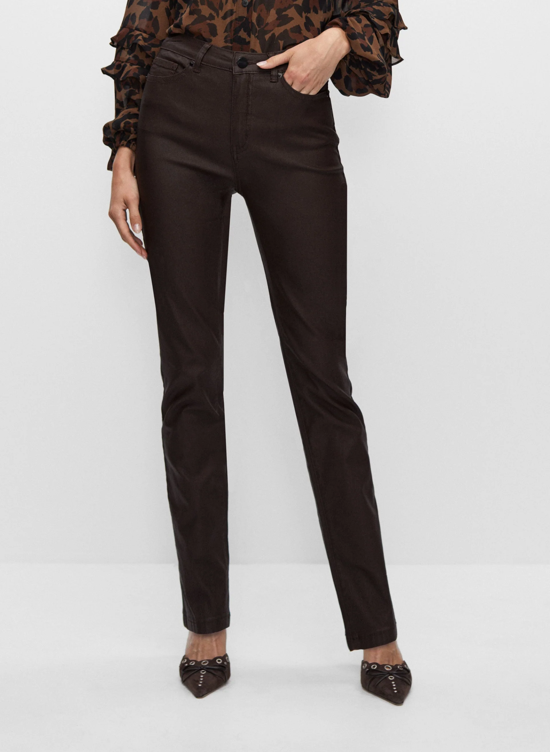 Coated Straight Leg Jeans