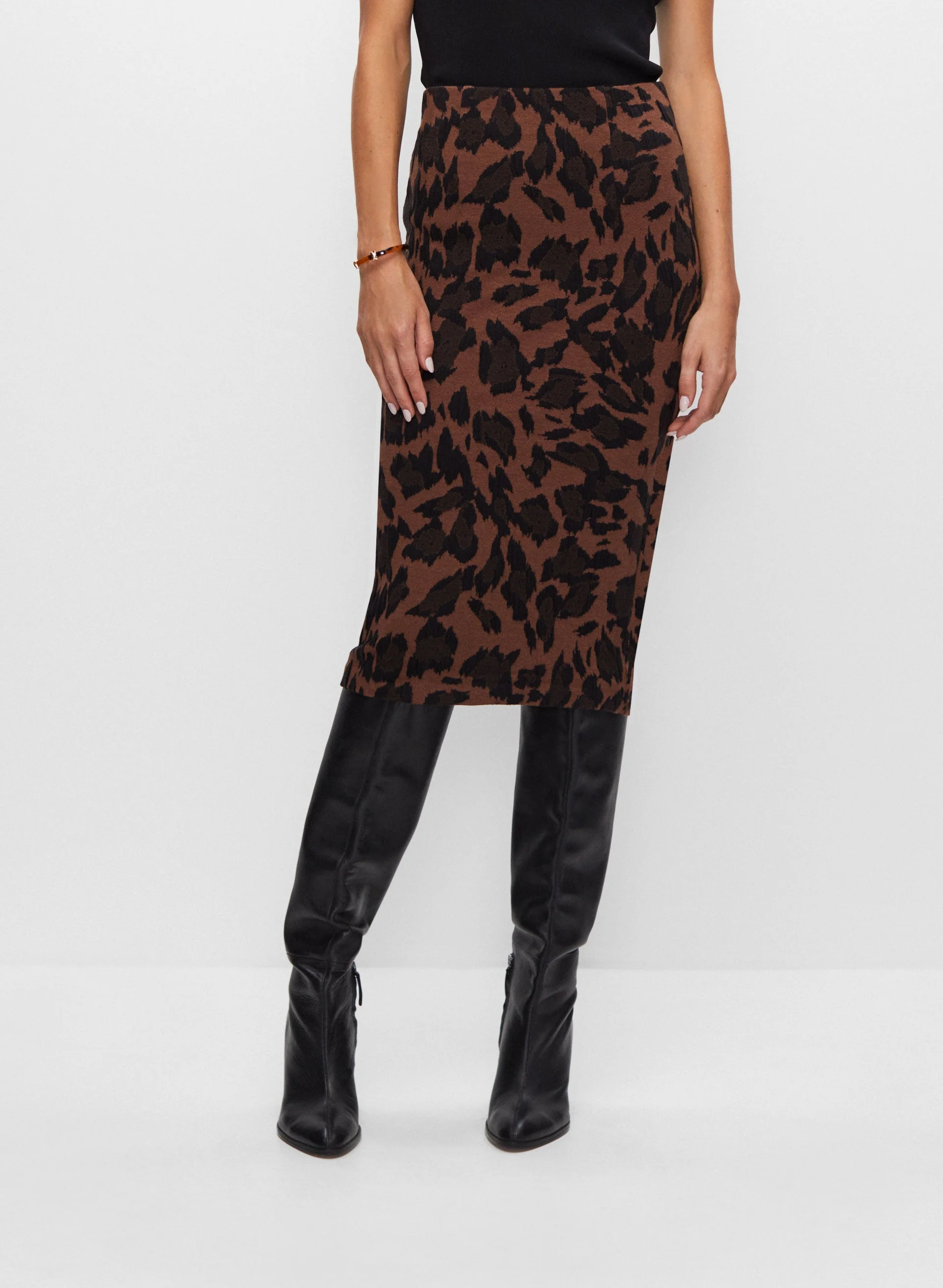 Pull-On Leopard Motif Skirt