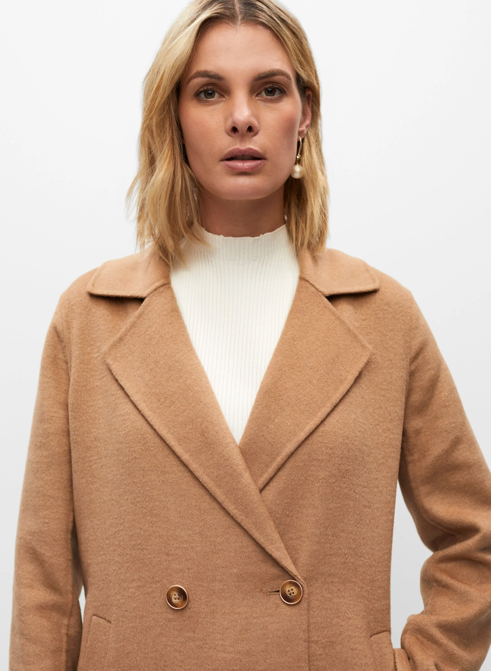 Double-Breasted Wool Long Coat