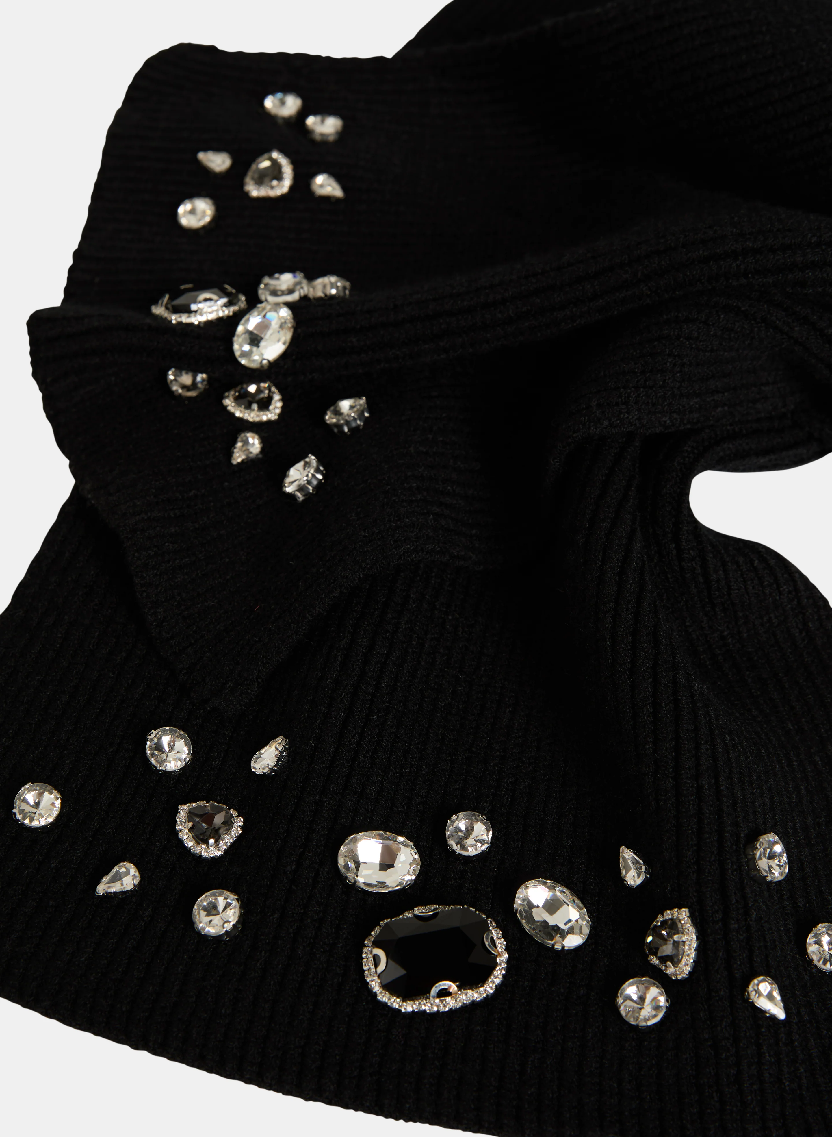 Ribbed Rhinestone Embellished Scarf