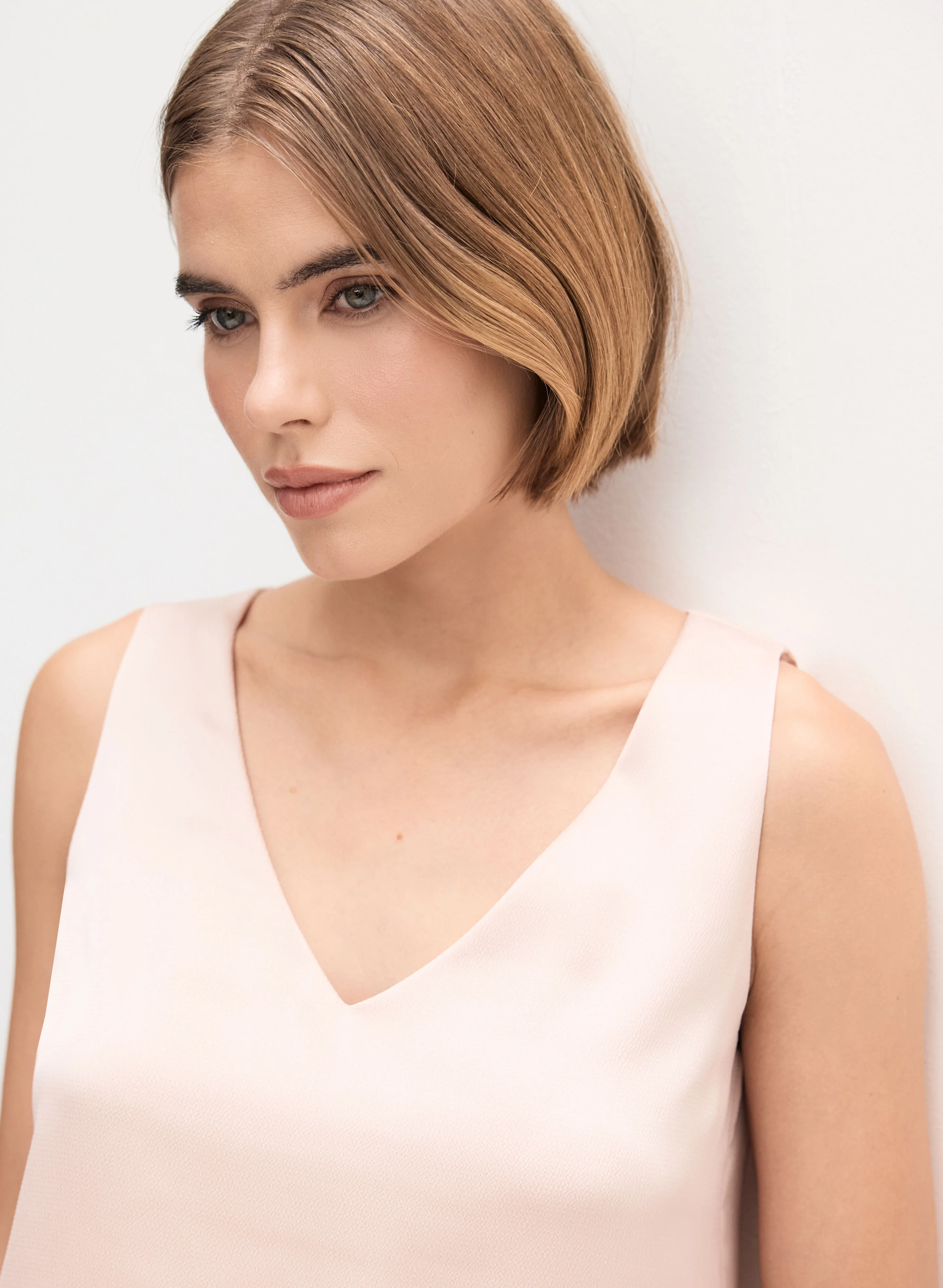 Essential V-Neck Satin Tank Top