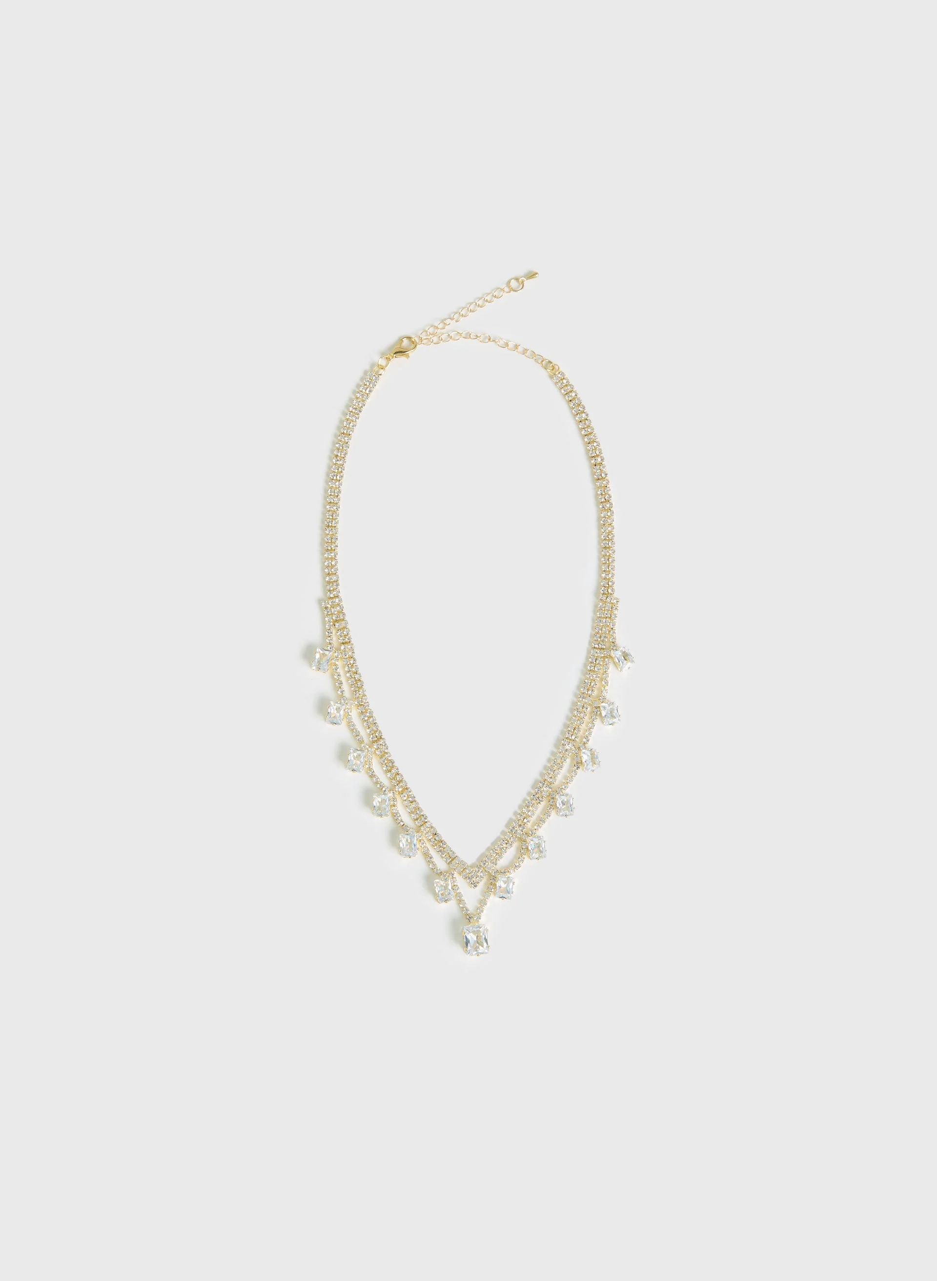 Two Row Crystal & Stone Necklace