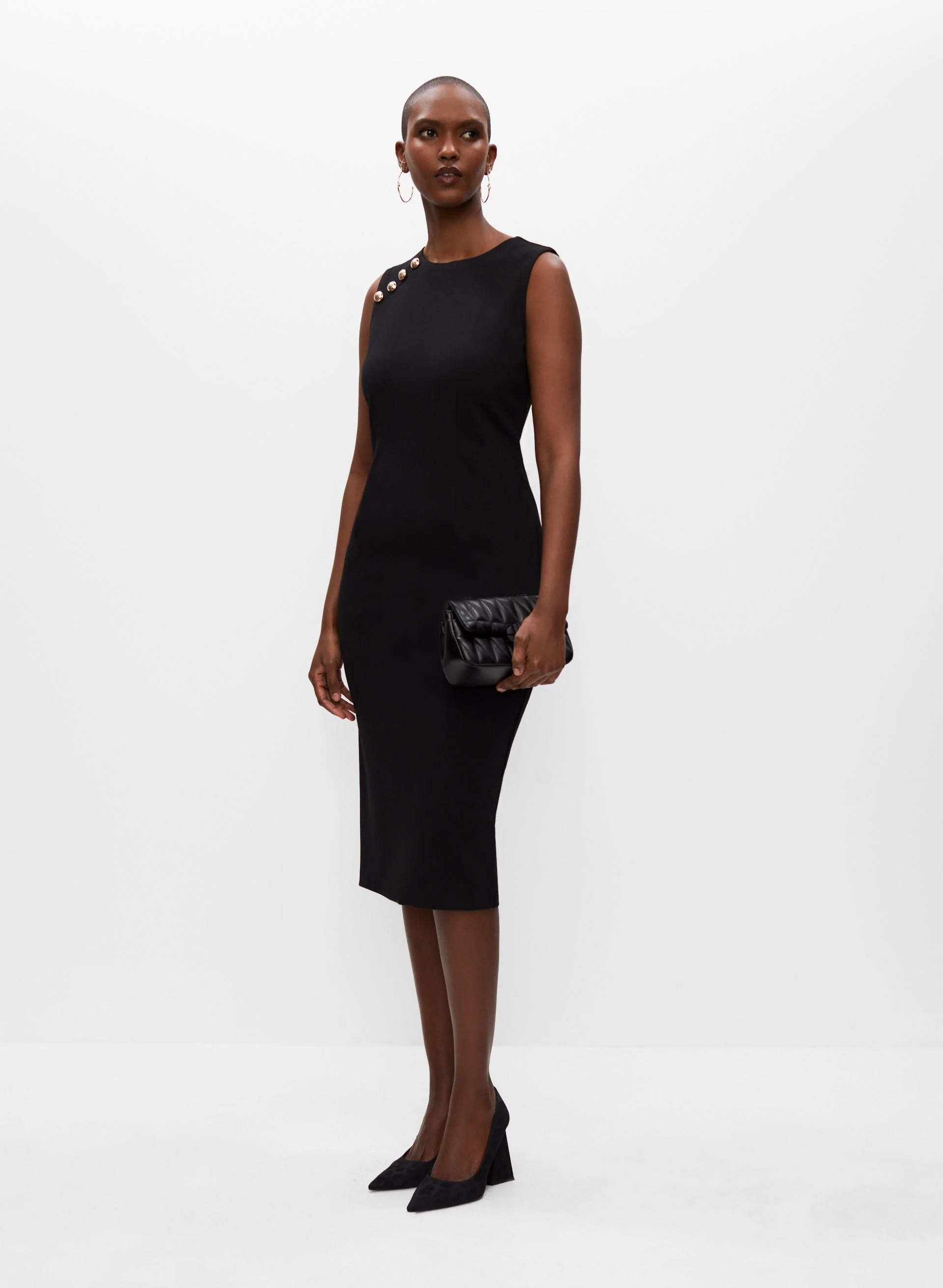 Sleeveless Button Detail Dress