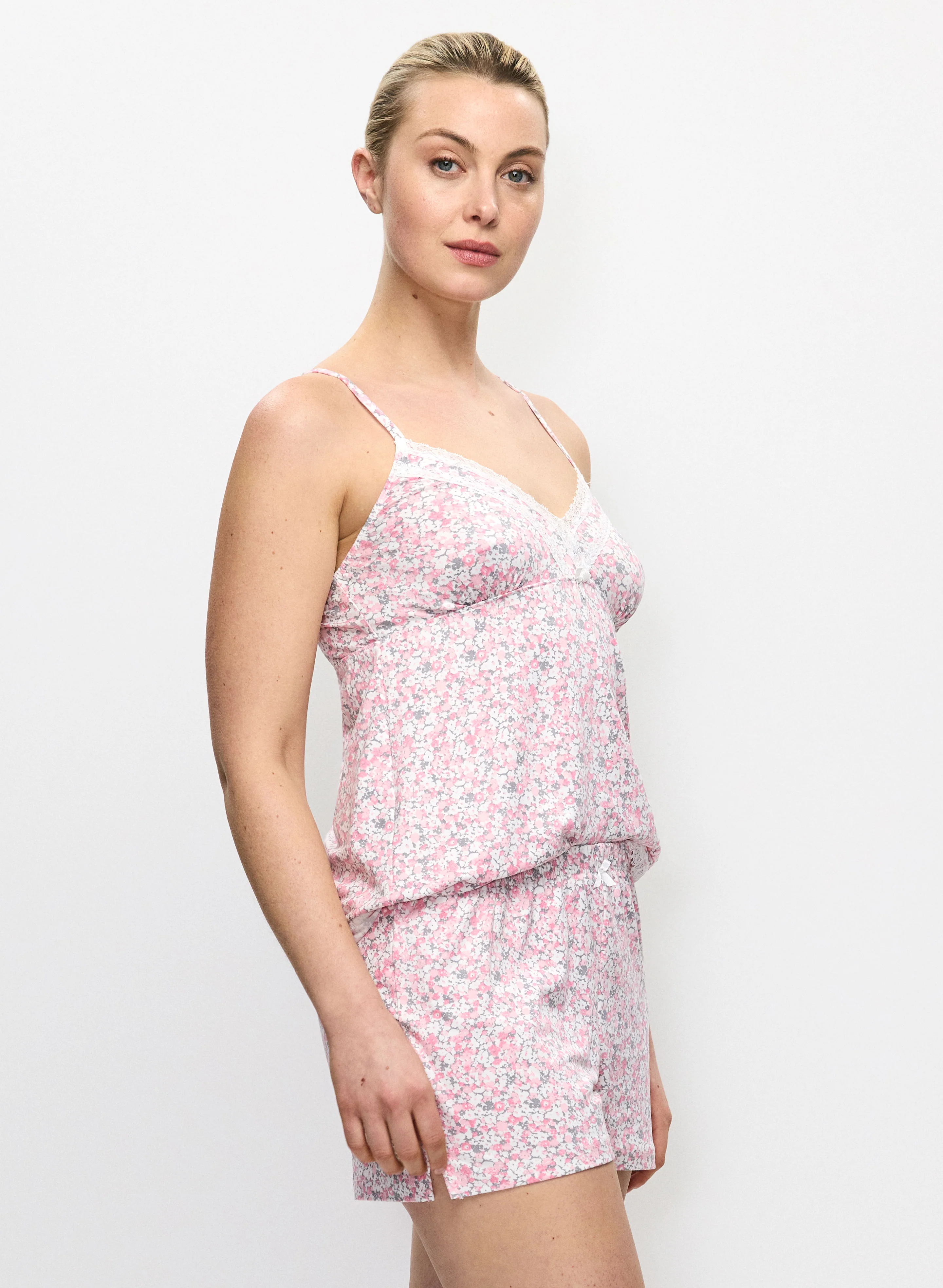 Lace Trim Floral Pyjama Set