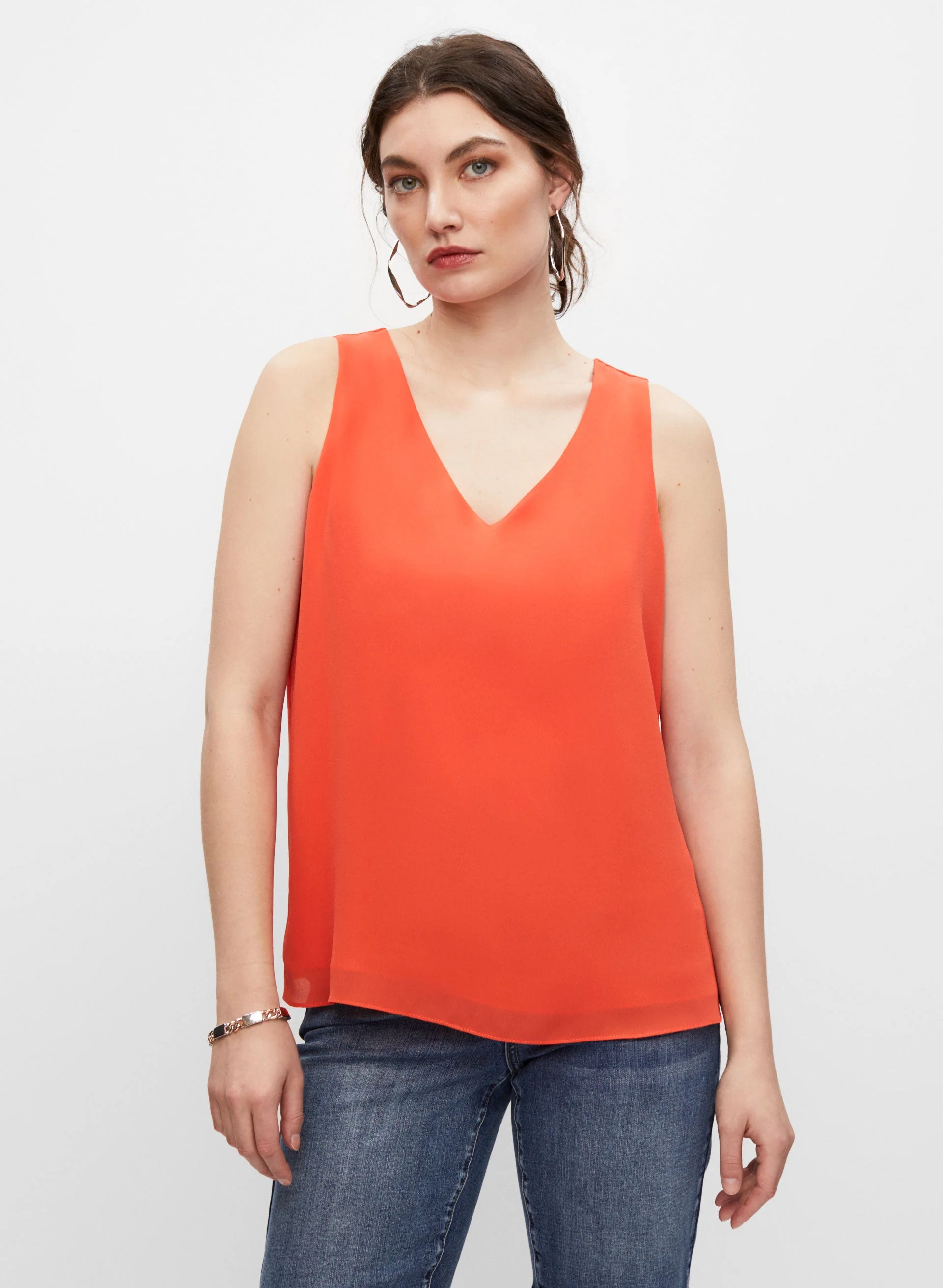Sleeveless V-Neck Blouse