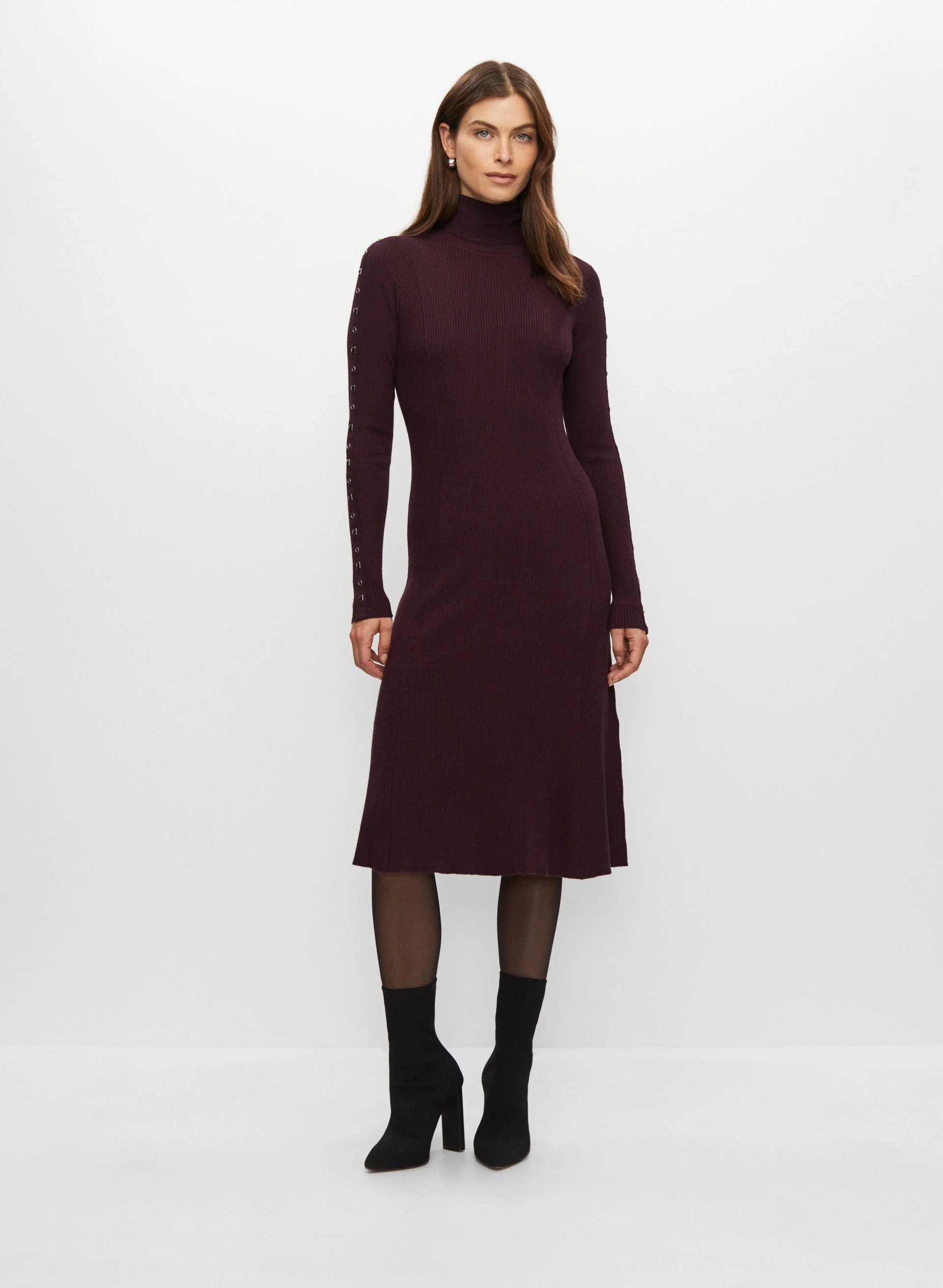 Stud Detail Turtleneck Dress