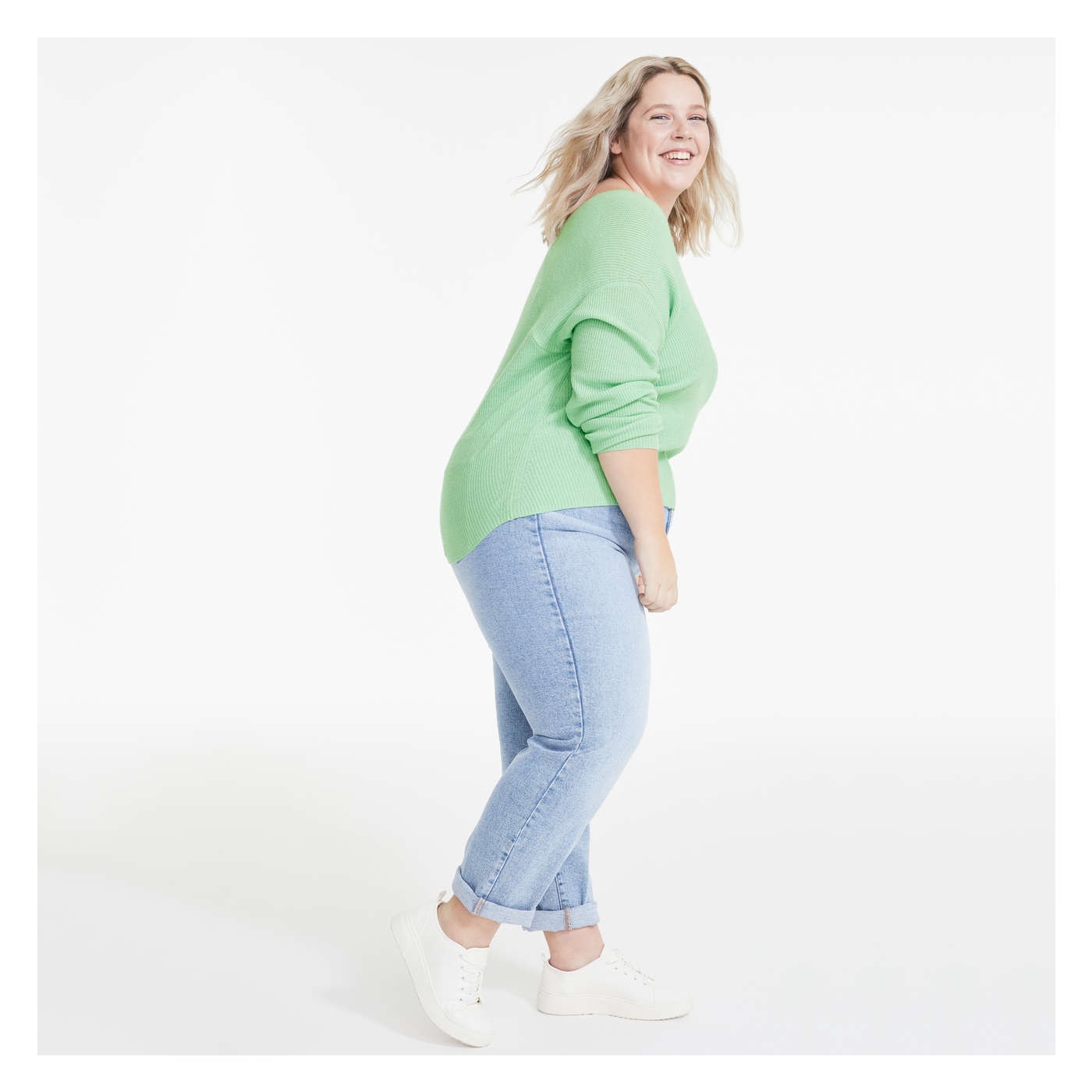 Women+ Double V-Neck Sweater