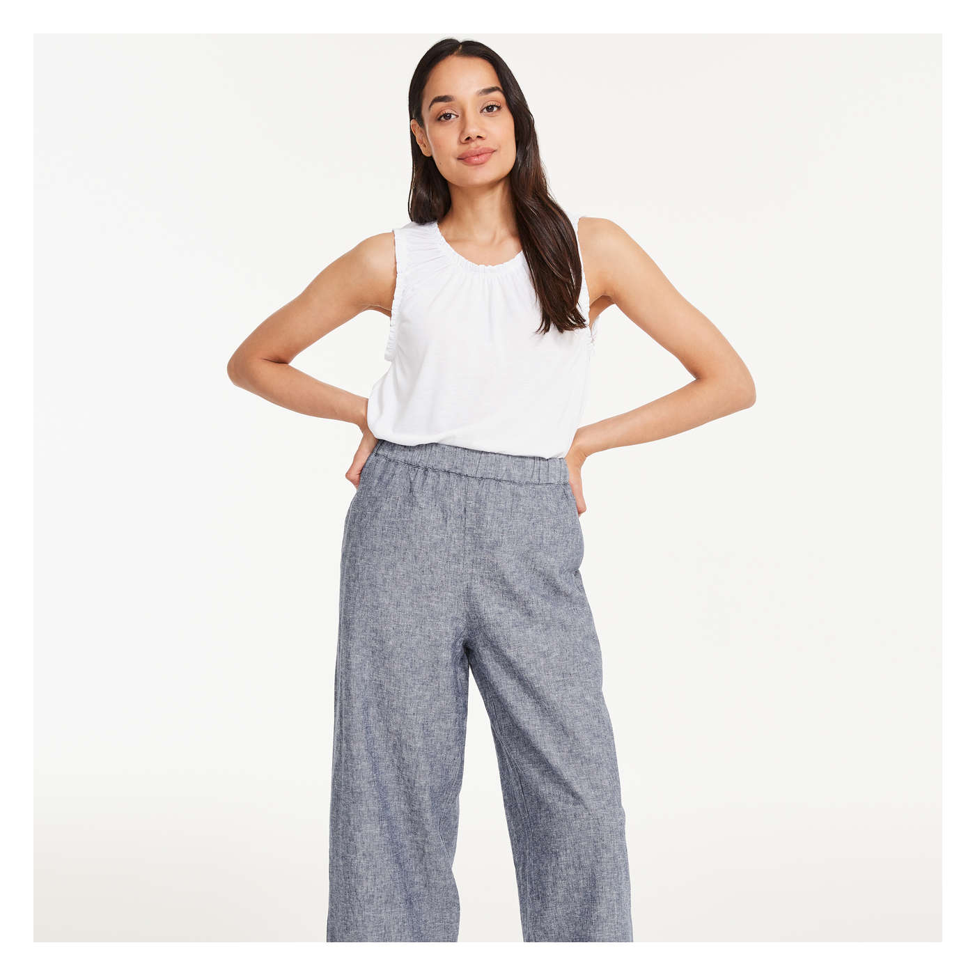 Linen-Blend Wide Leg Pant