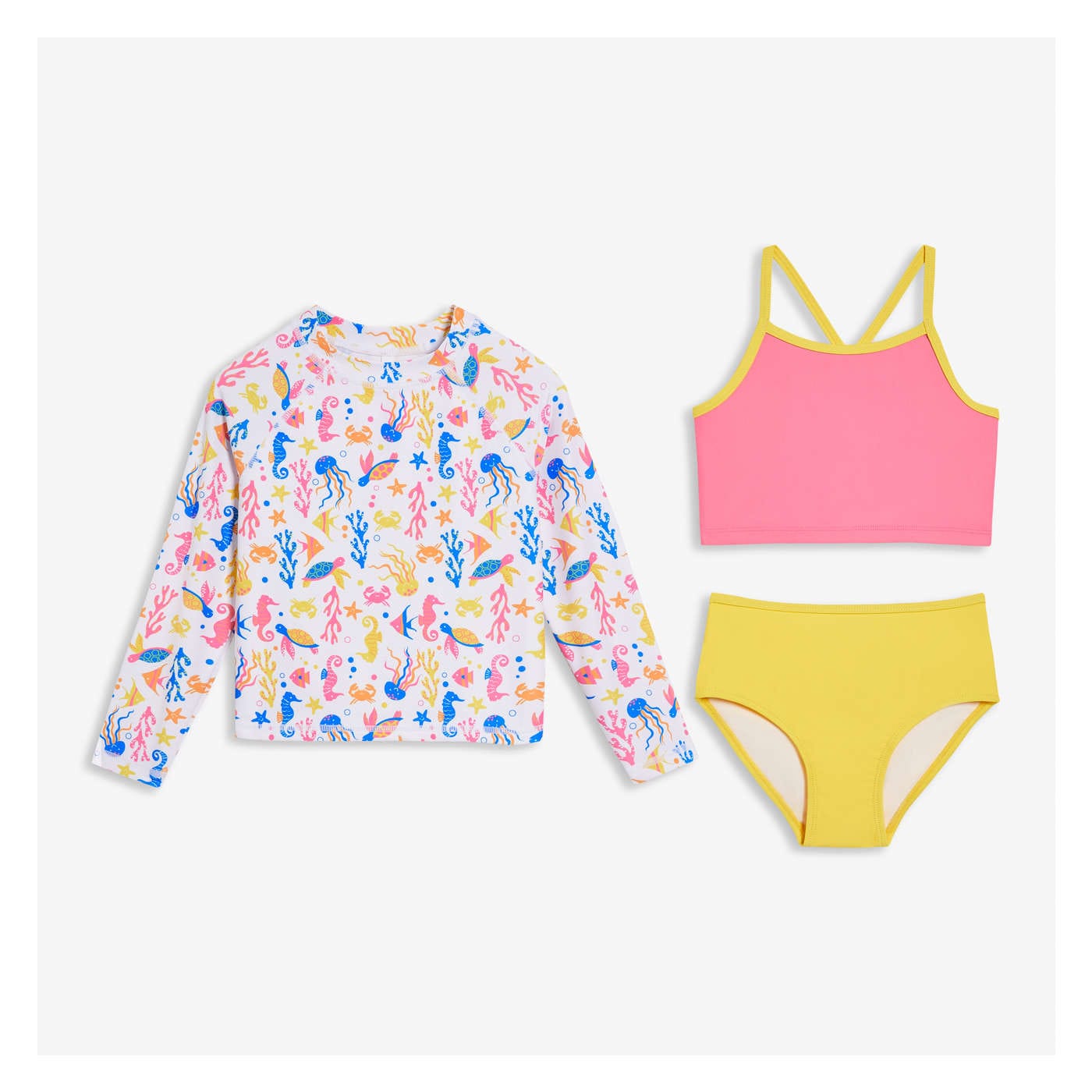 Toddler Girls' 3 Piece Rash Guard Set