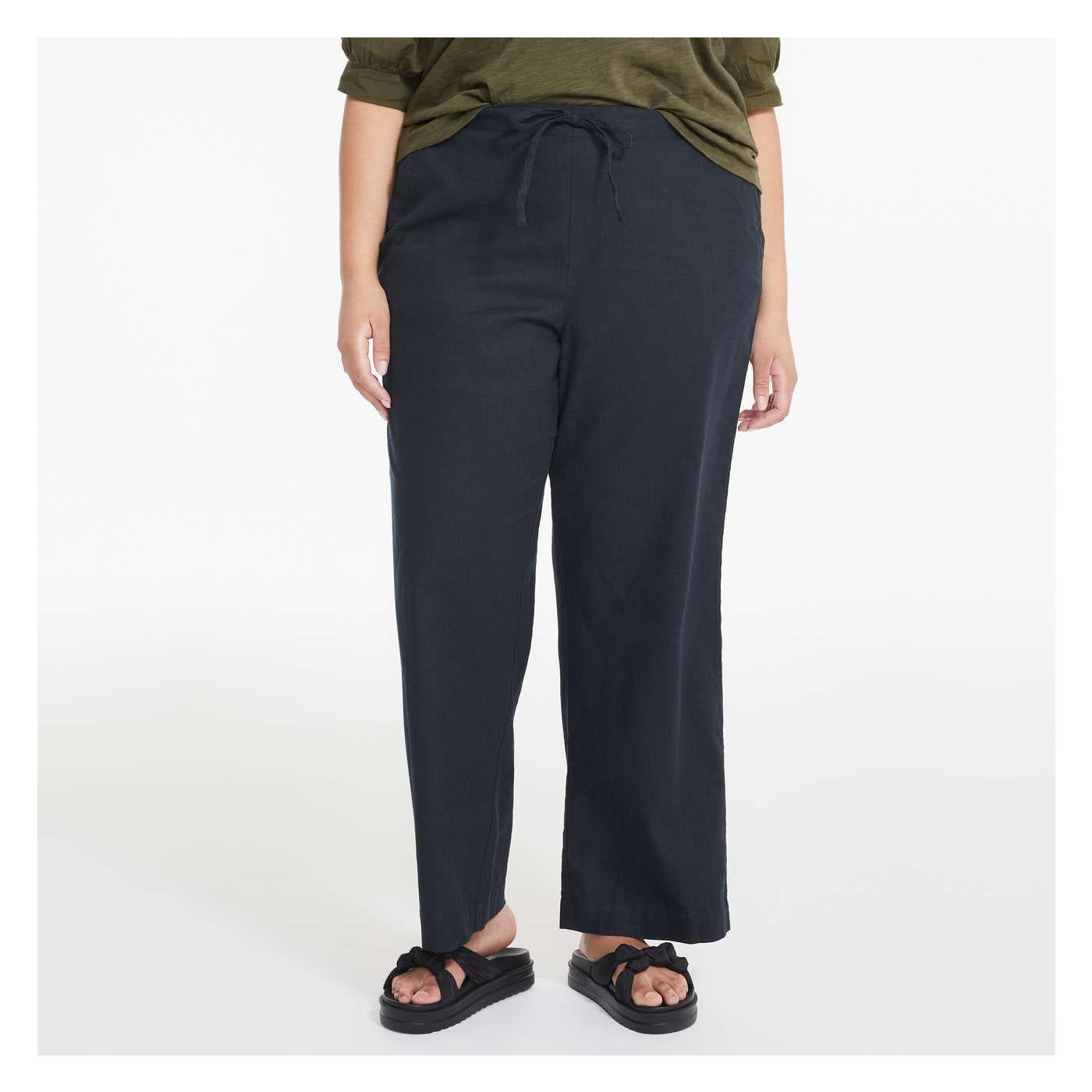 Women+ Wide Leg Linen-Blend Pant