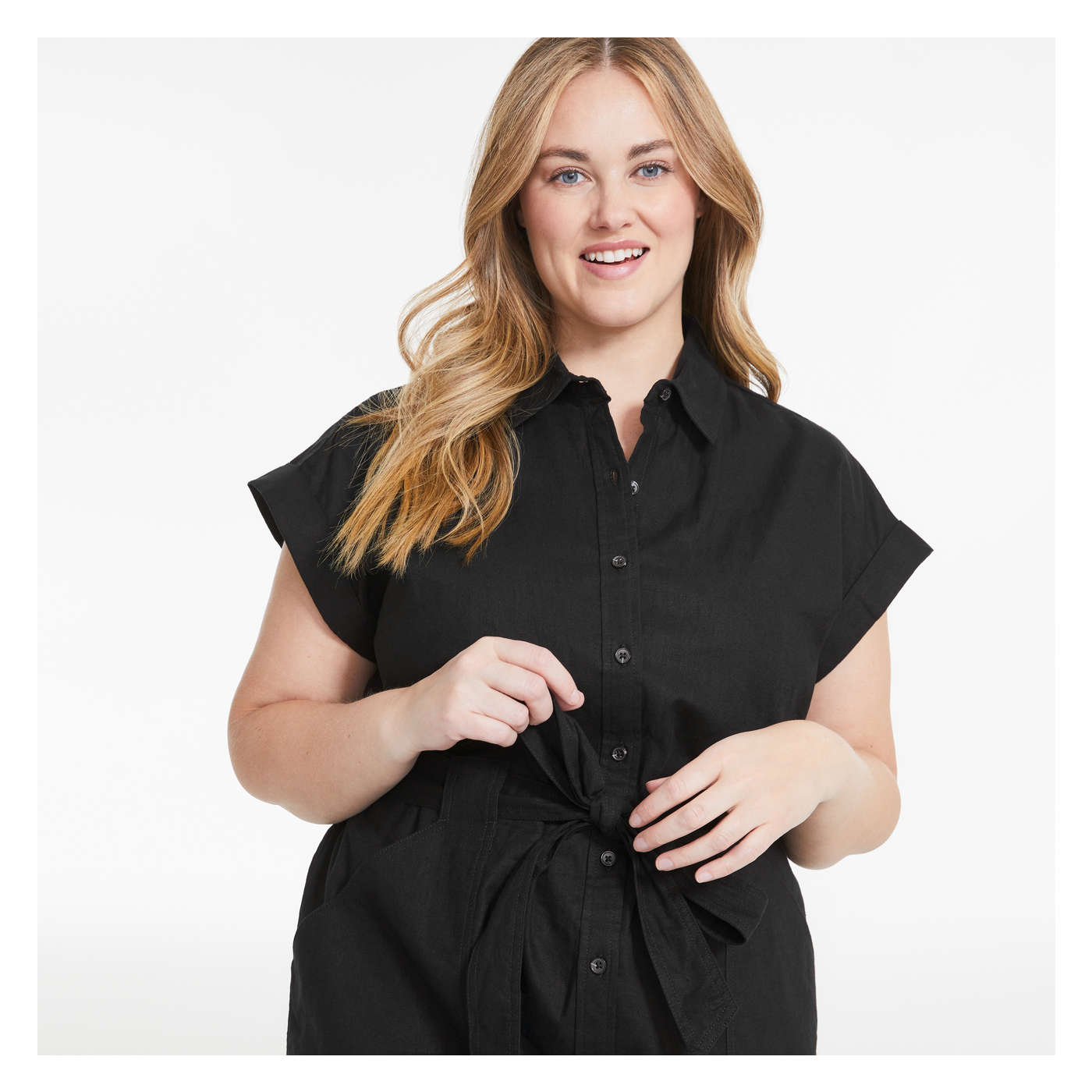Women+ Linen-Blend Shirtdress