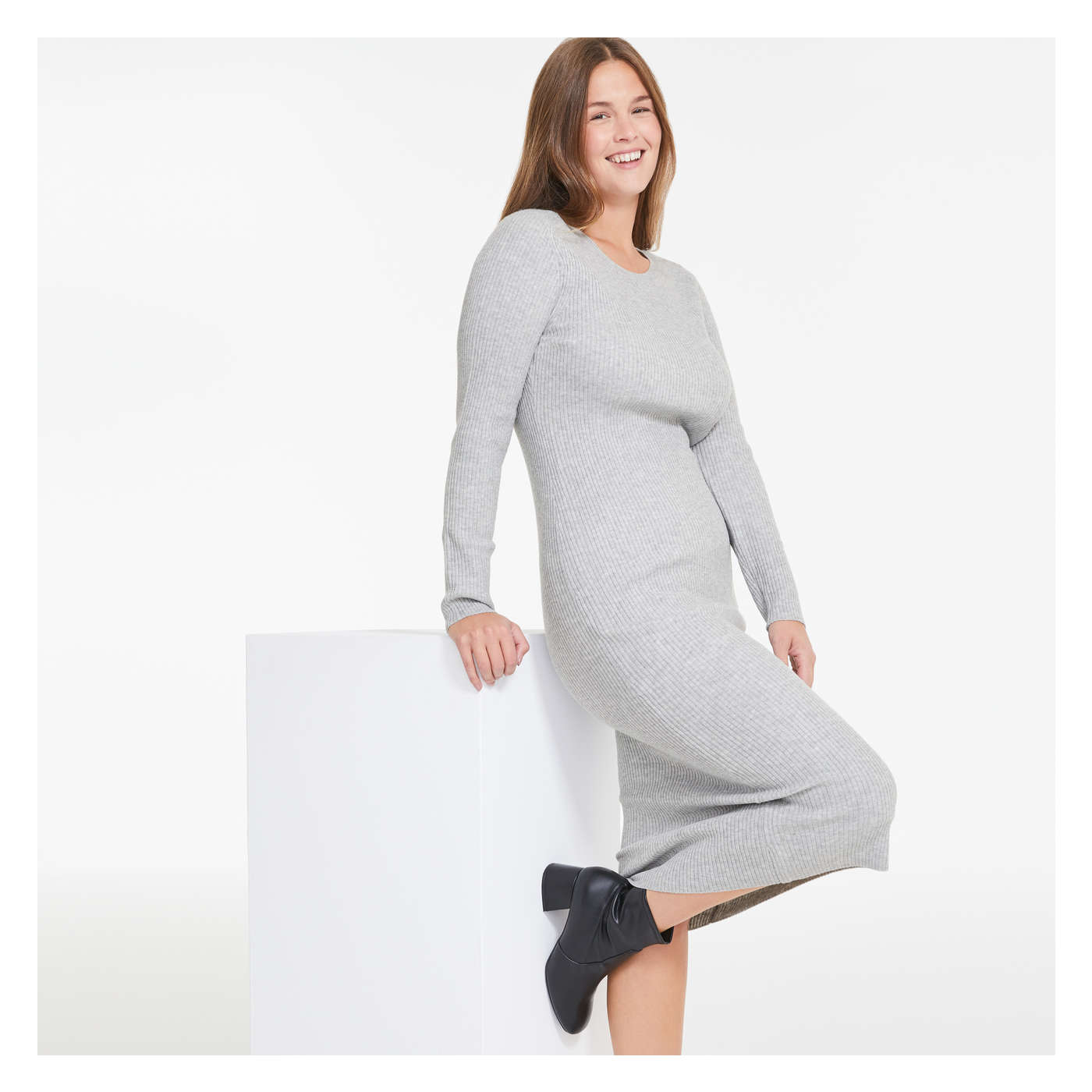 Rib Knit Midi Dress