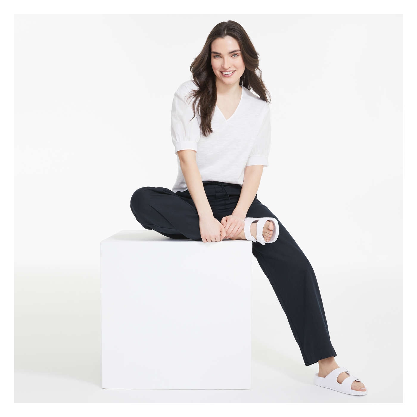 Wide Leg Linen-Blend Pant