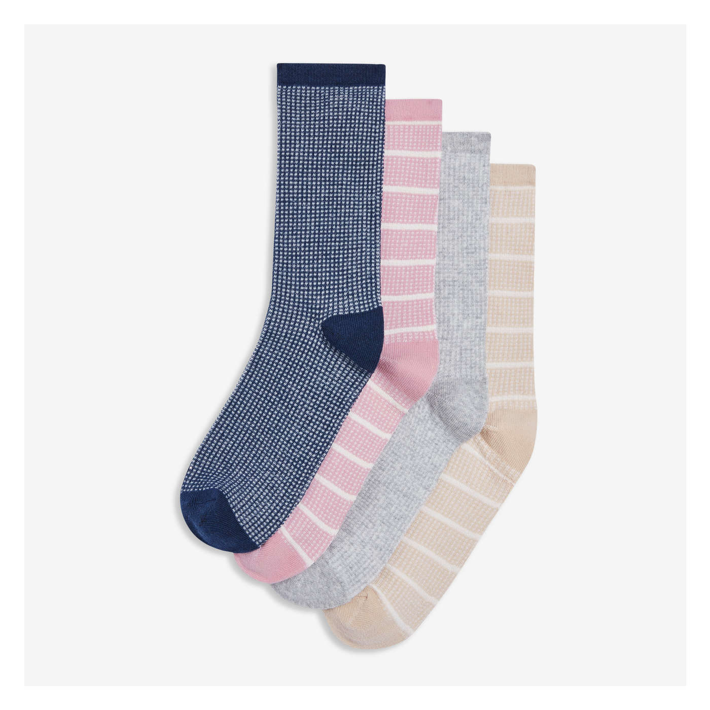 4 Pack Waffle Knit Texture Socks