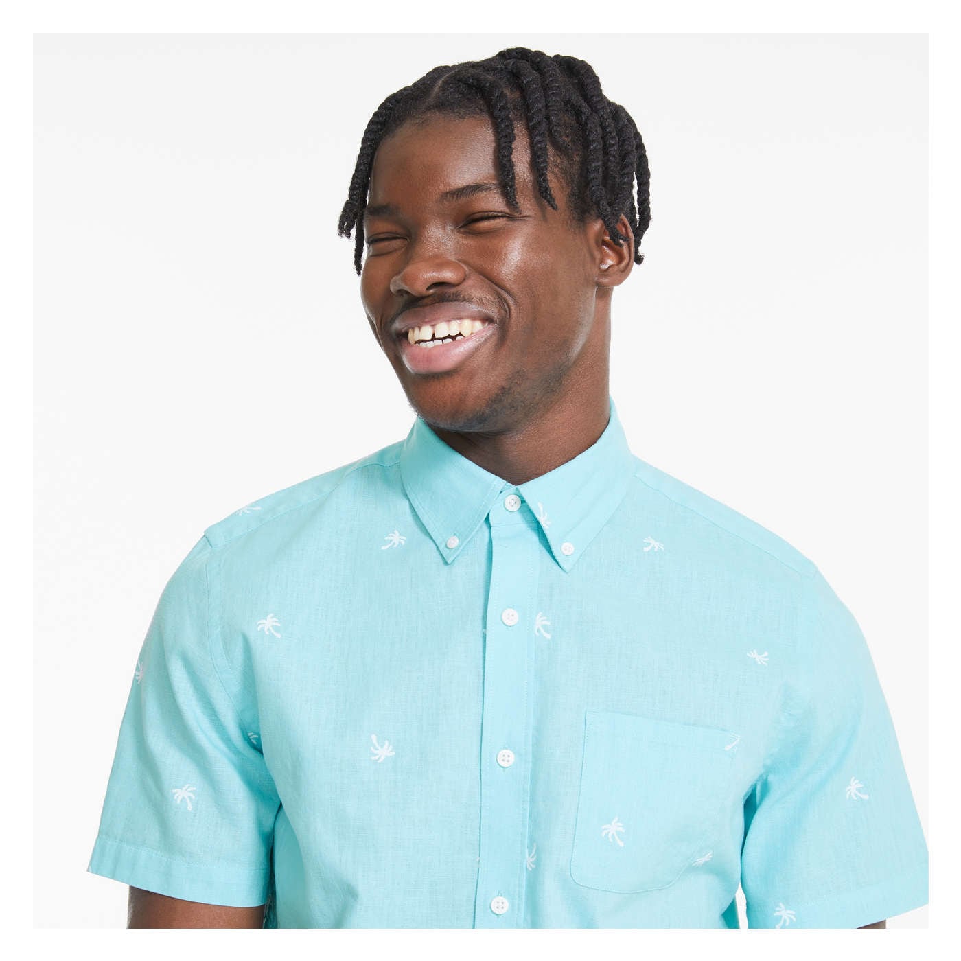 Men's Short Sleeve Linen-Blend Shirt
