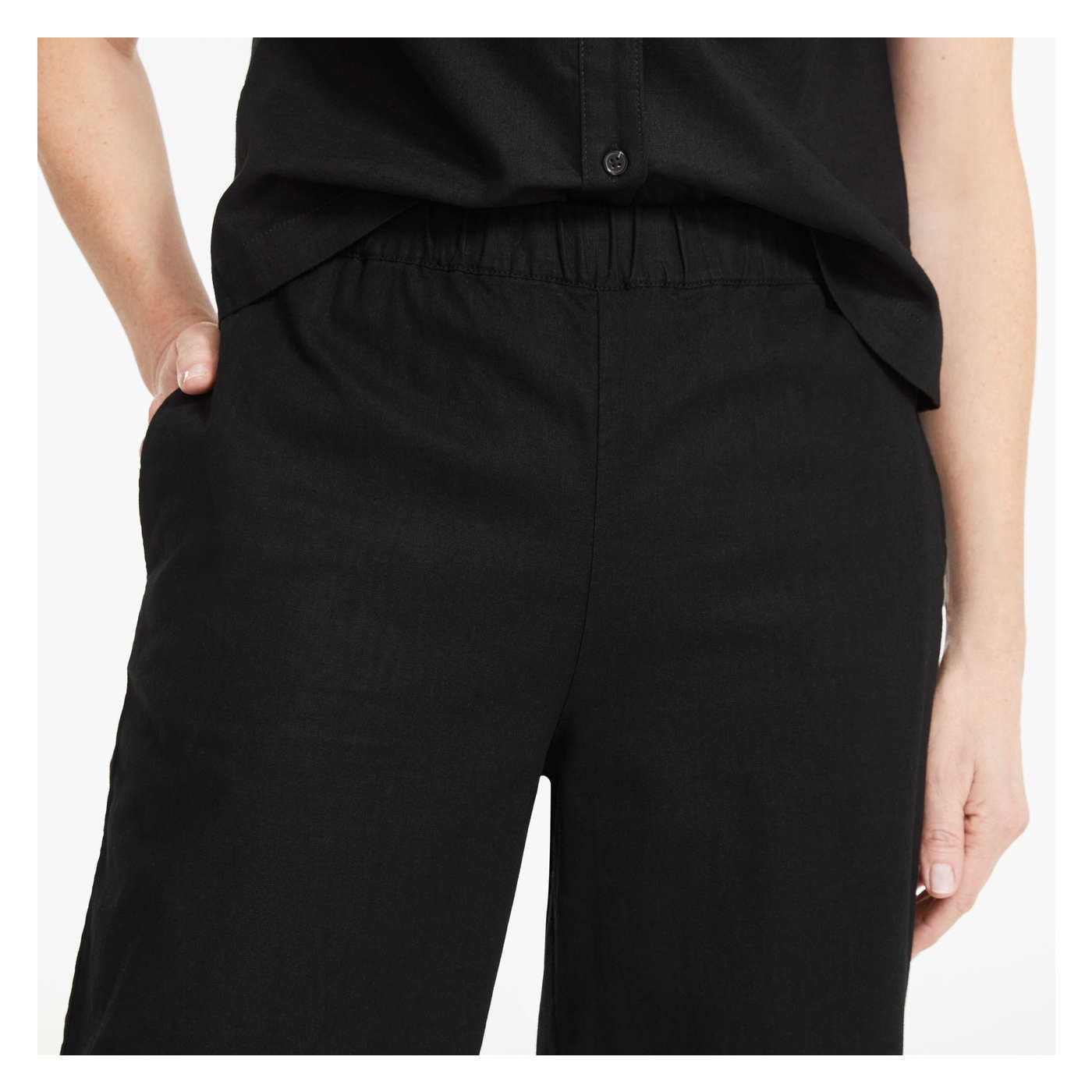 Linen-Blend Wide Leg Pant