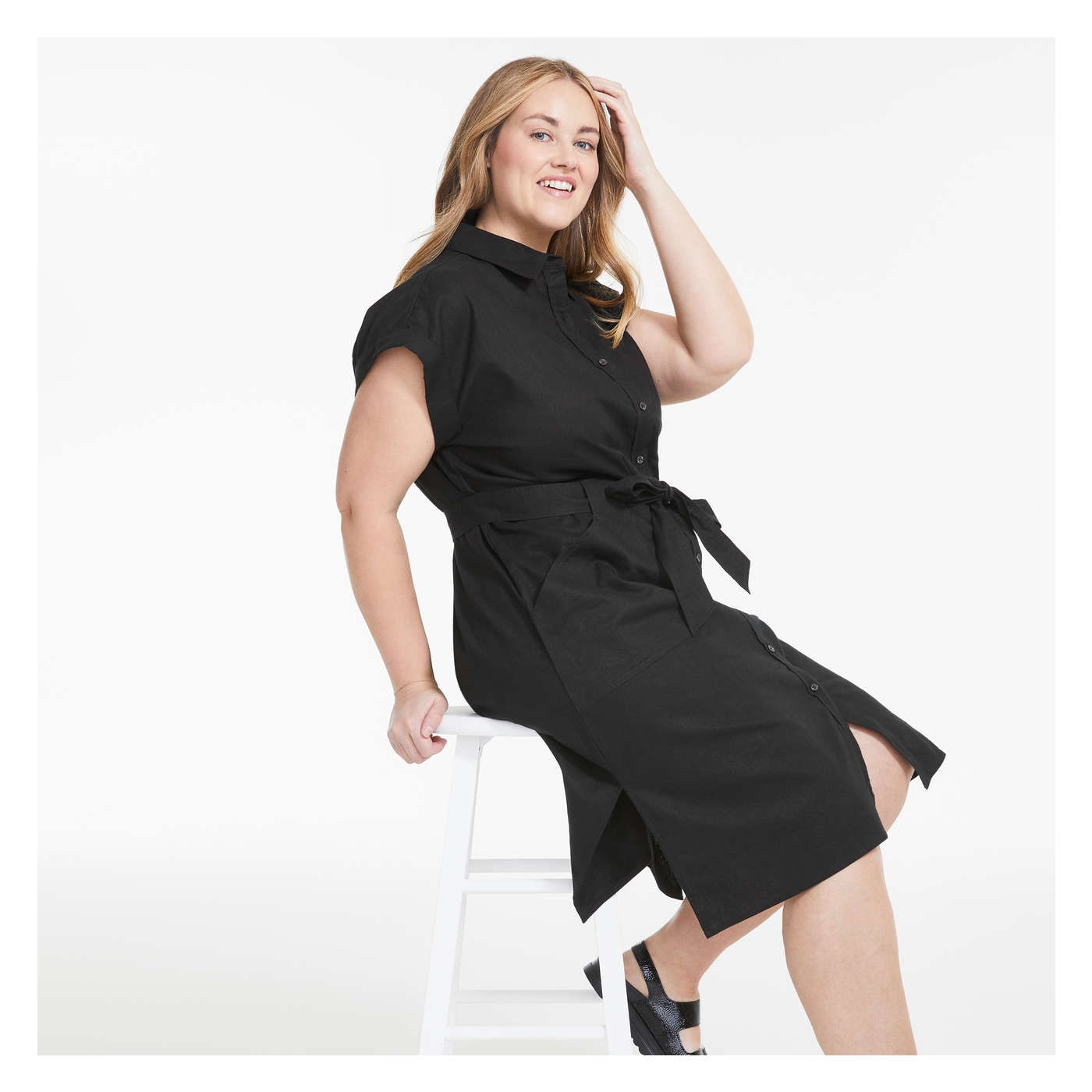 Women+ Linen-Blend Shirtdress