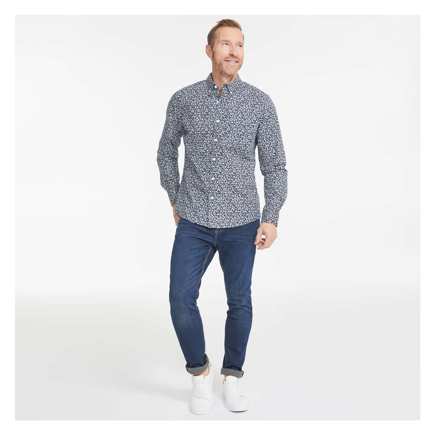 Men's Slim-Fit Stretch Poplin Buttondown Shirt