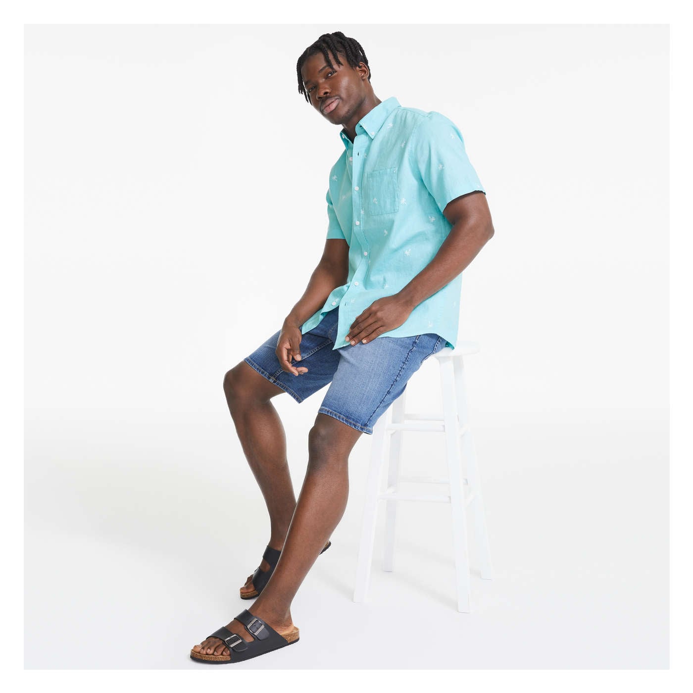 Men's Short Sleeve Linen-Blend Shirt