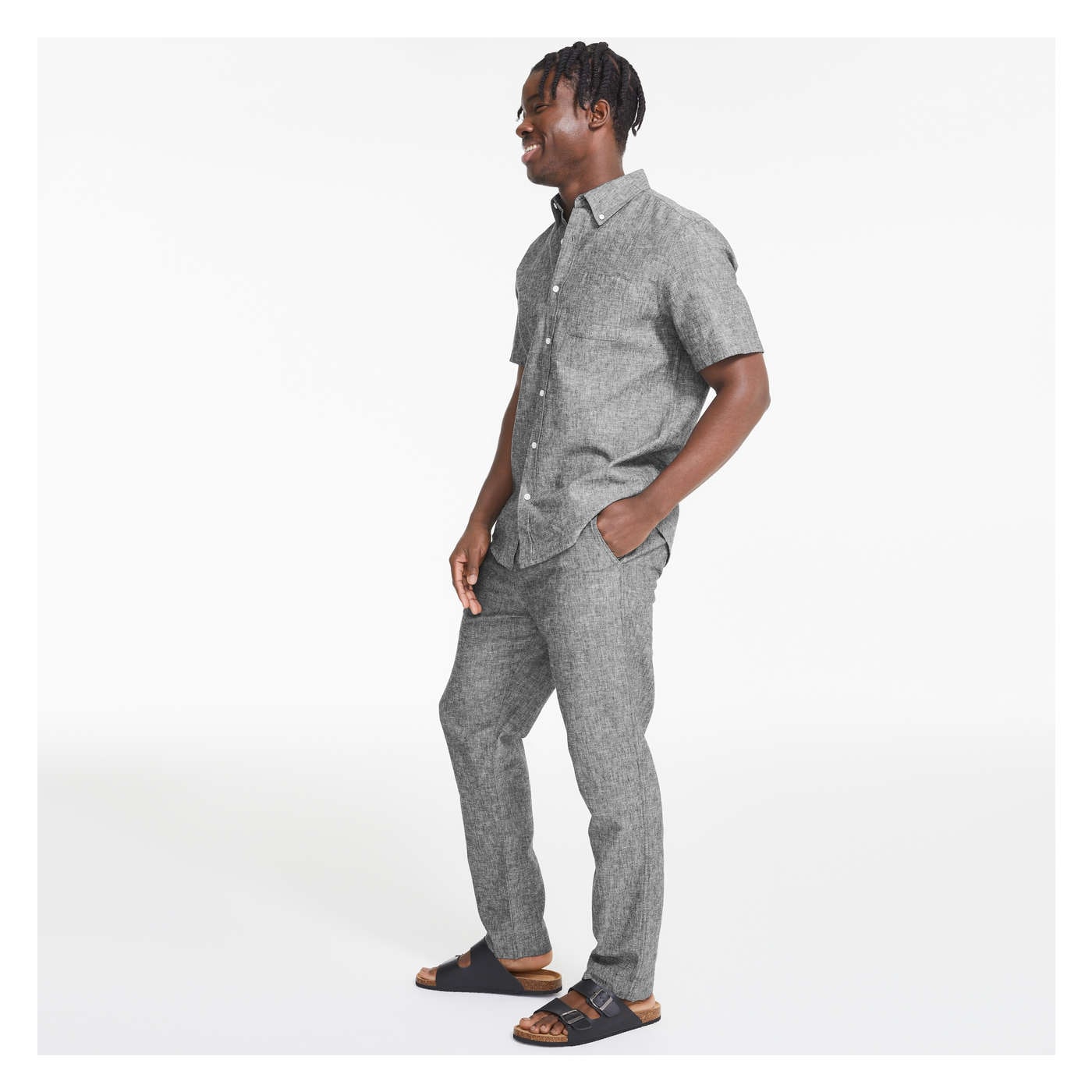 Men's Short Sleeve Linen-Blend Shirt