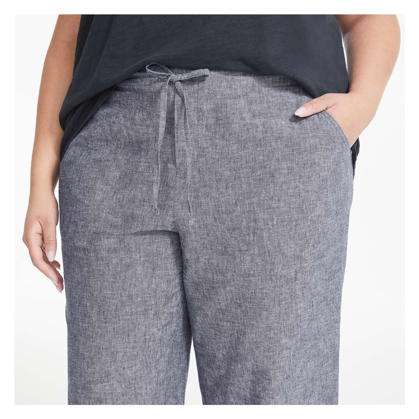 Women+ Wide Leg Linen-Blend Pant
