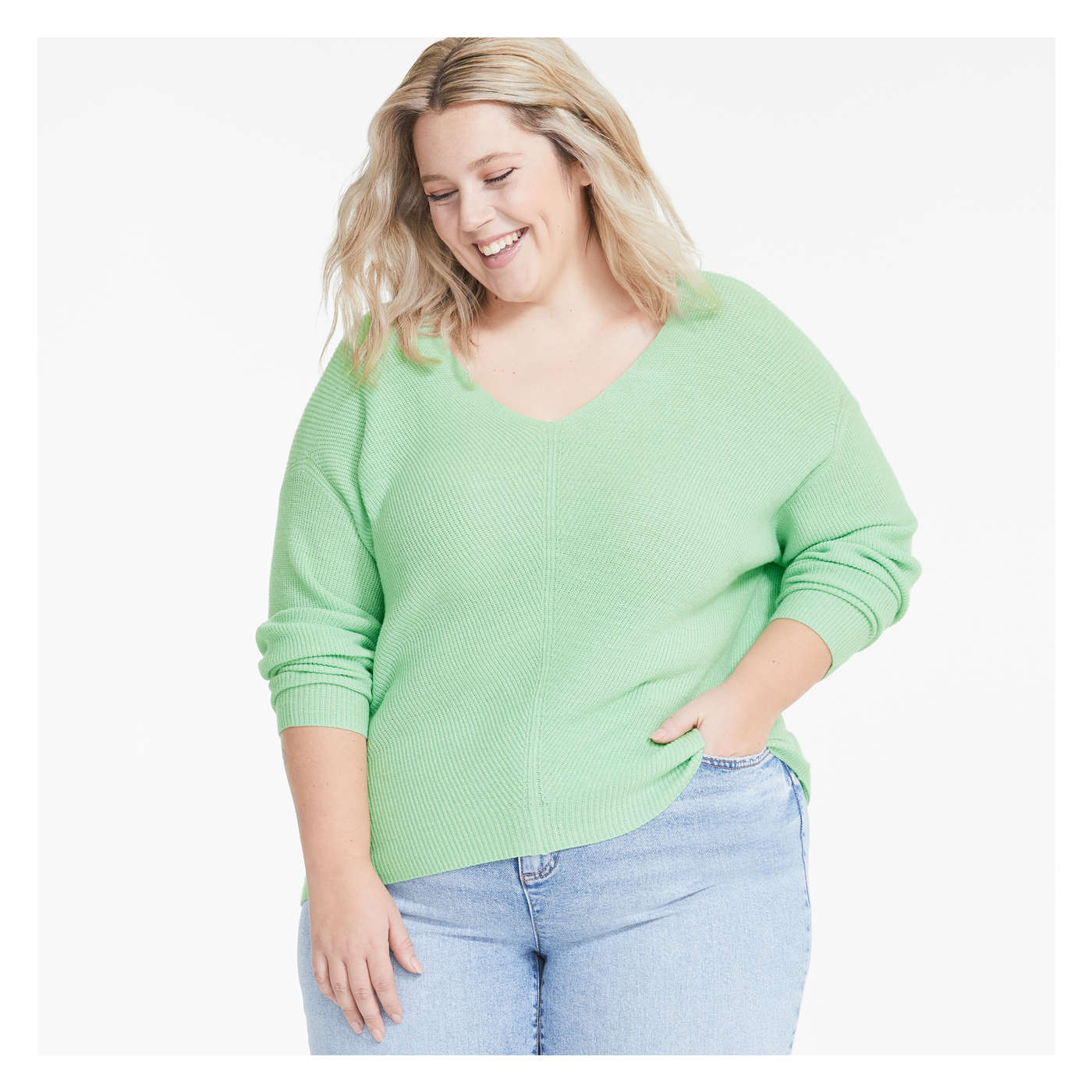 Women+ Double V-Neck Sweater