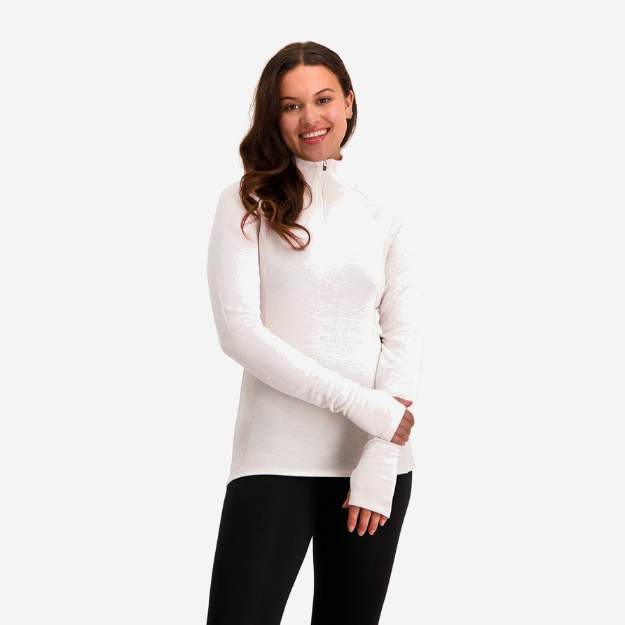 Rough Zip-Neck Thermo Control Longsleeve Women | Almond