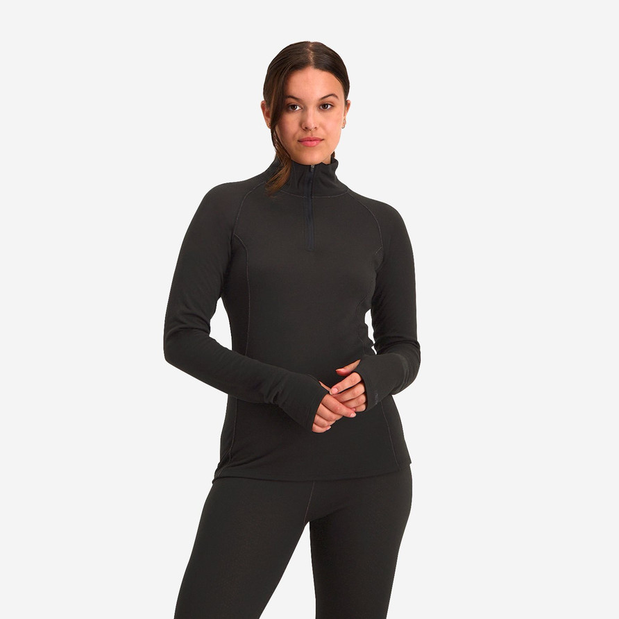 Rough Zip-Neck Thermo Control Longsleeve Women | Black