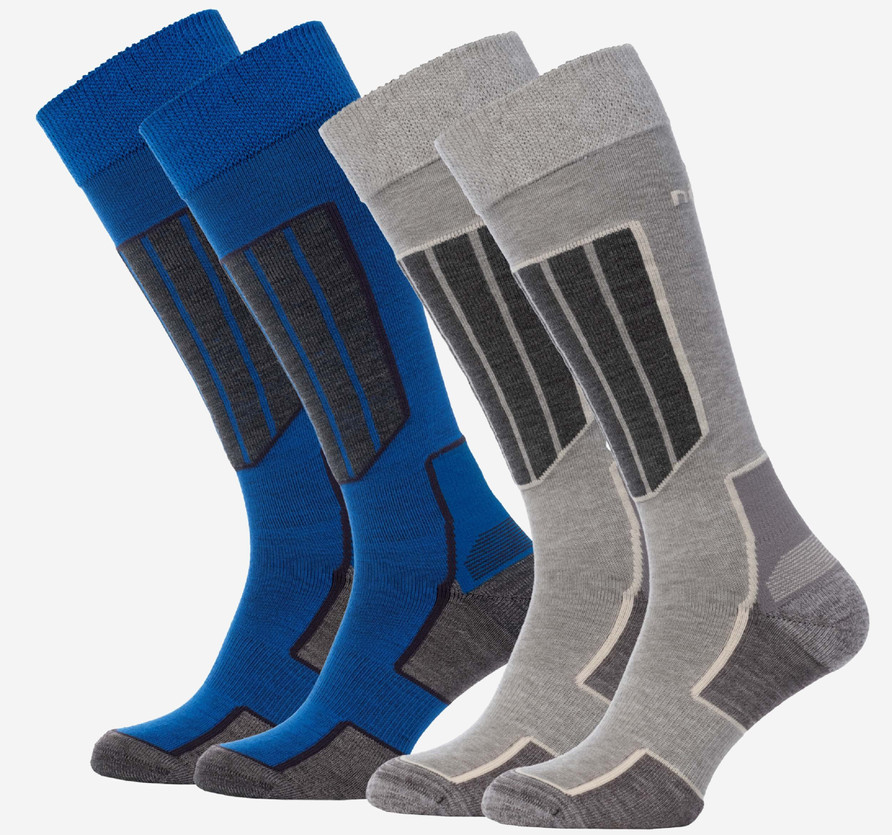 Ski Sock Junior 2-Pack | Light Grey & Blue