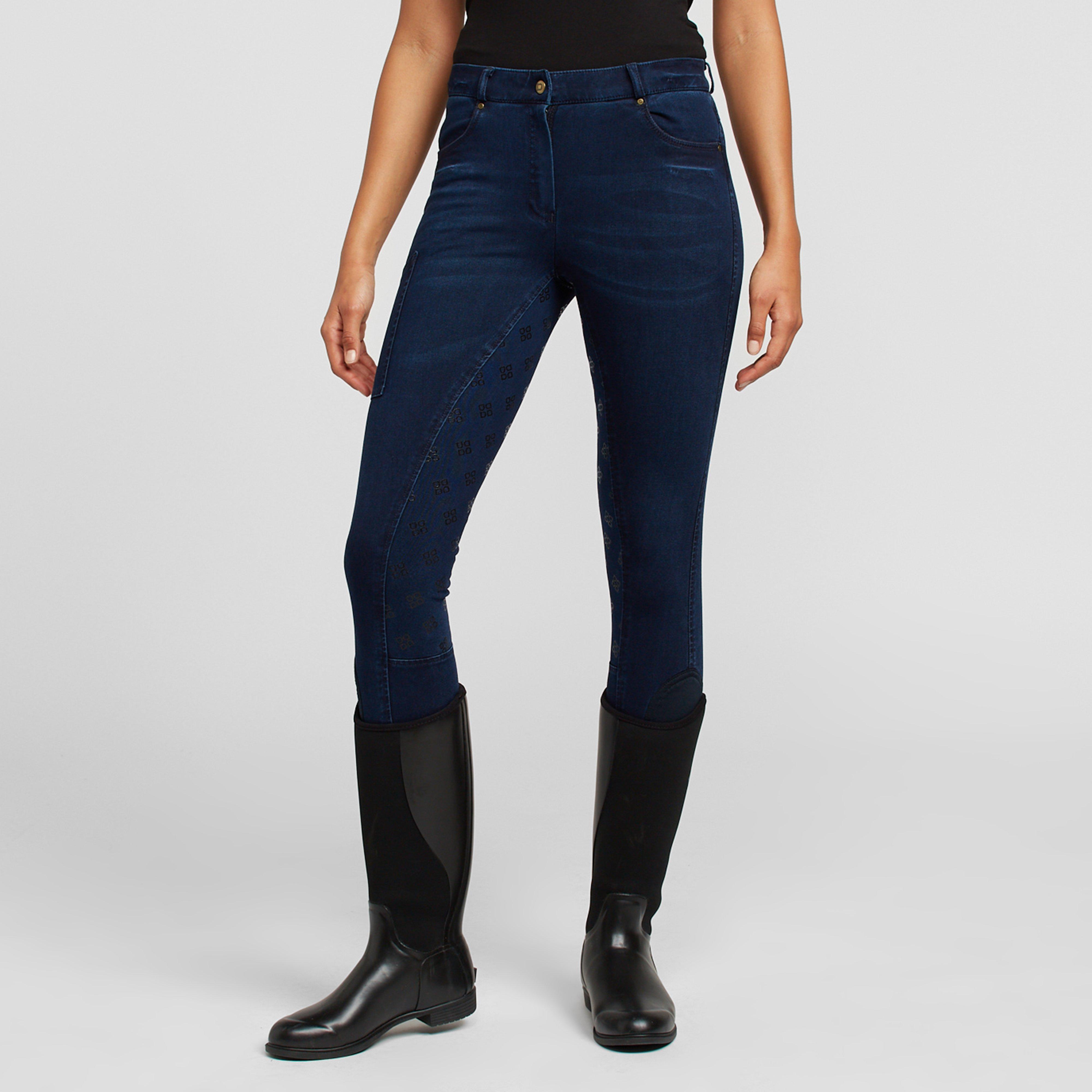 Shona Full Grip Silicone Print Denim Breeches