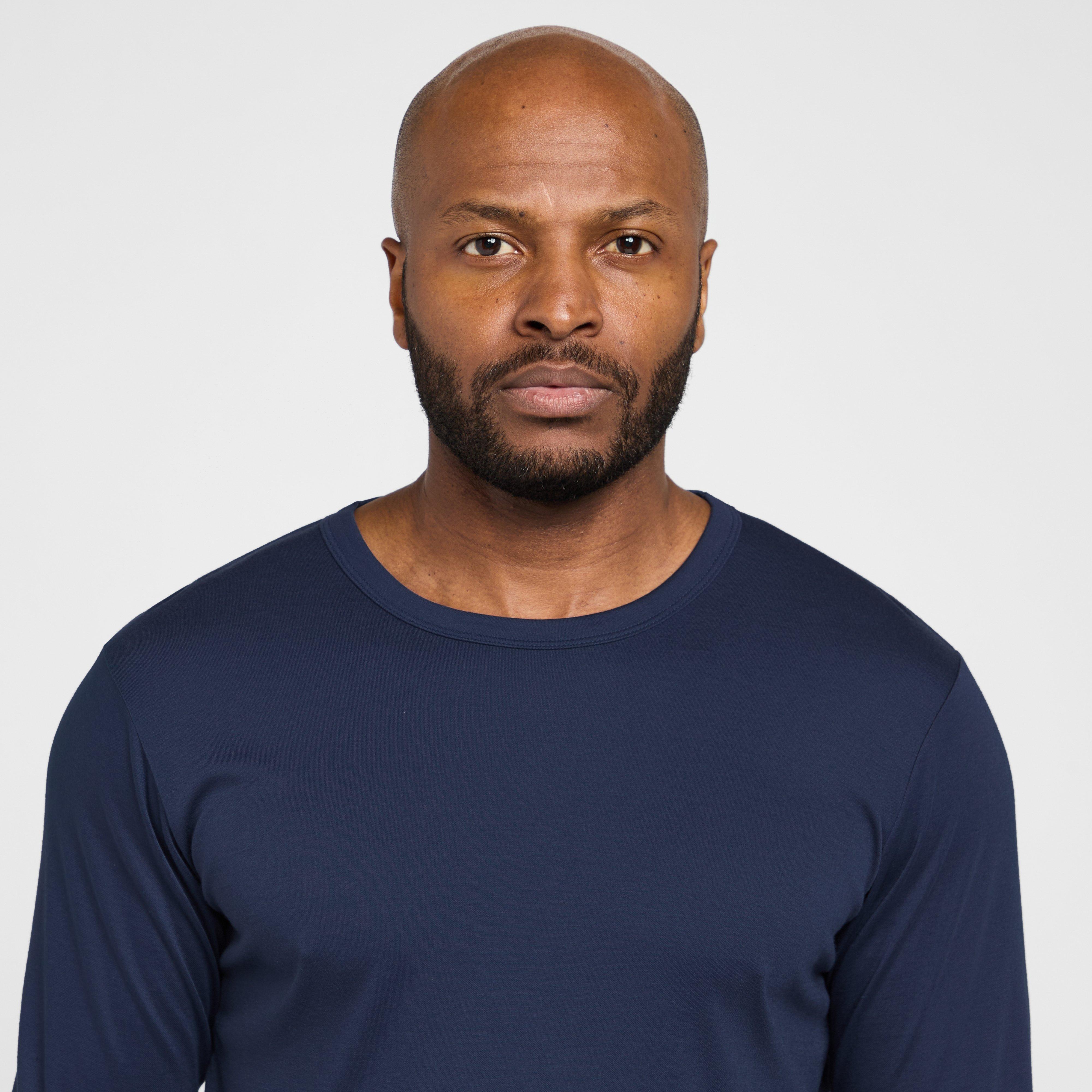 Mens Long-sleeve Thermal Crew Neck Top Navy